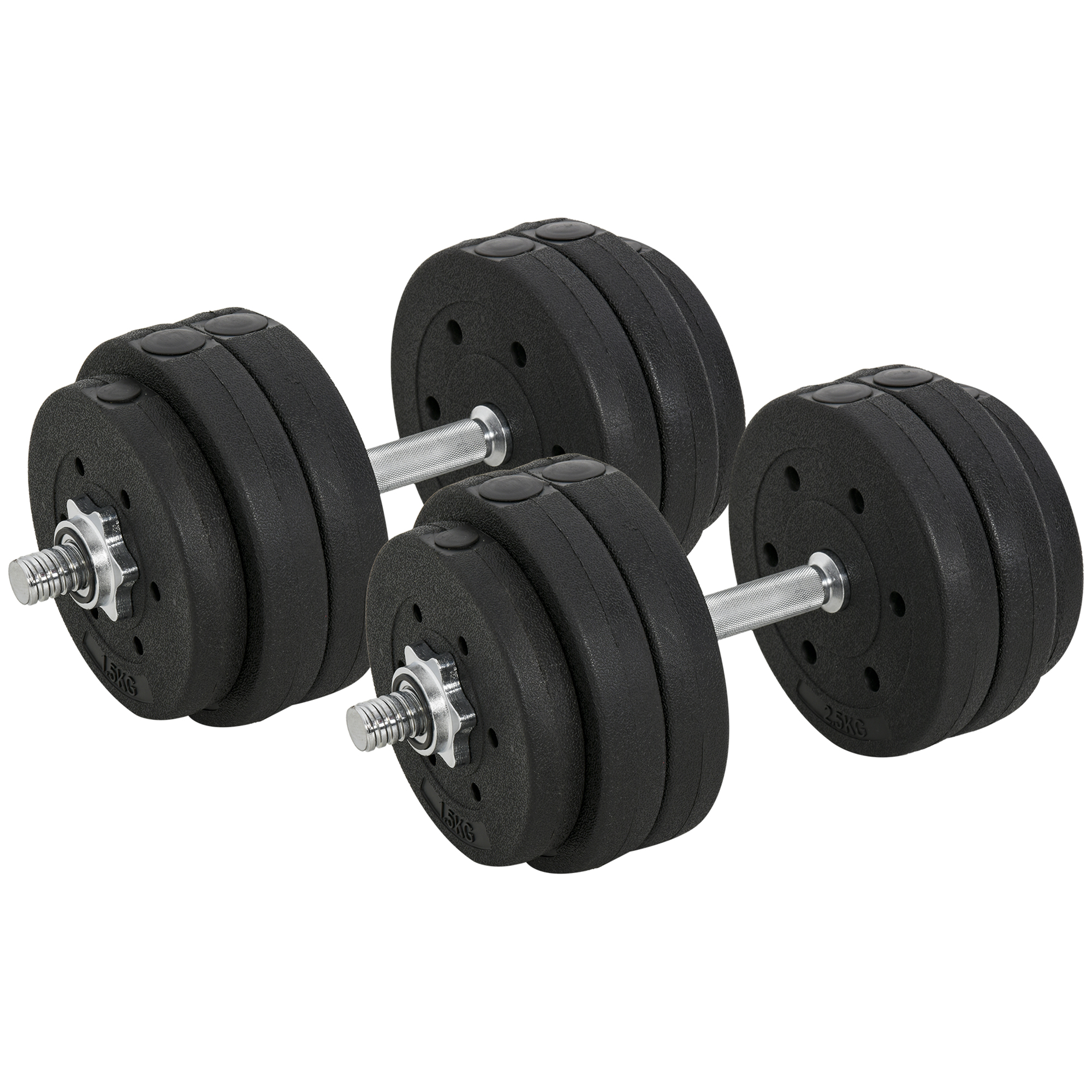 30 kg hanteļu komplekts ar svaru plāksnēm mājām, birojam, sporta zālei, tērauds, mākslīgā āda, melns, spēka treniņiem