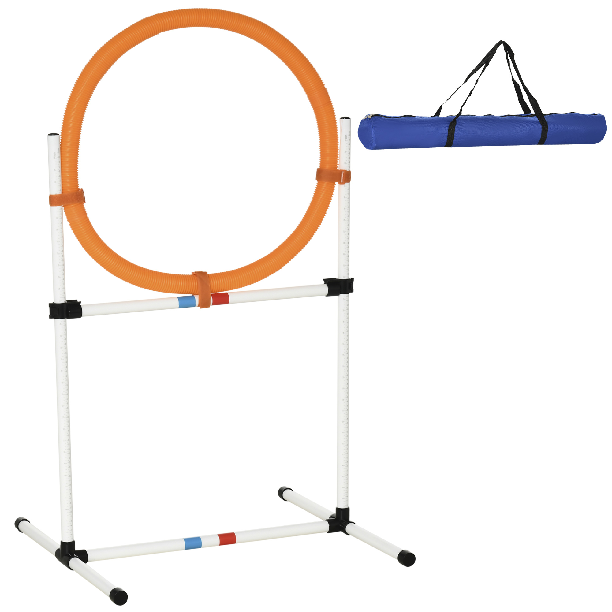 Koera treeningkomplekt hüpperõngas lemmiklooma agilitytreeninguks kaasaskantav PE valge + oranž 74 5 x 66 x 91 cm
