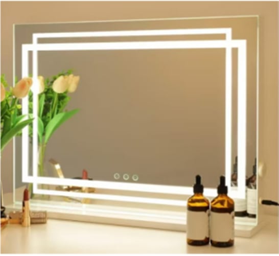 LED apgaismots grima spogulis ar 3 krāsu regulējamiem režīmiem un viedu skārienvadību 58 x 12 x 48 cm