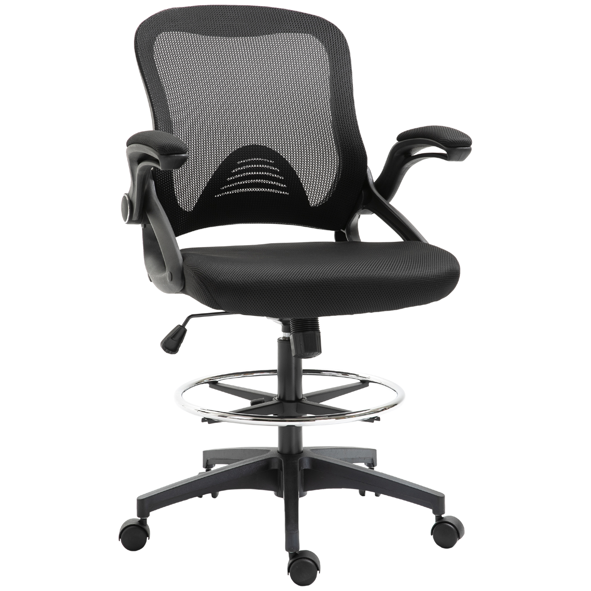 Kontoritool lauatool seismisfunktsioon jalatoega pöörlev iste teras must 64 x 60 x 106-126 cm