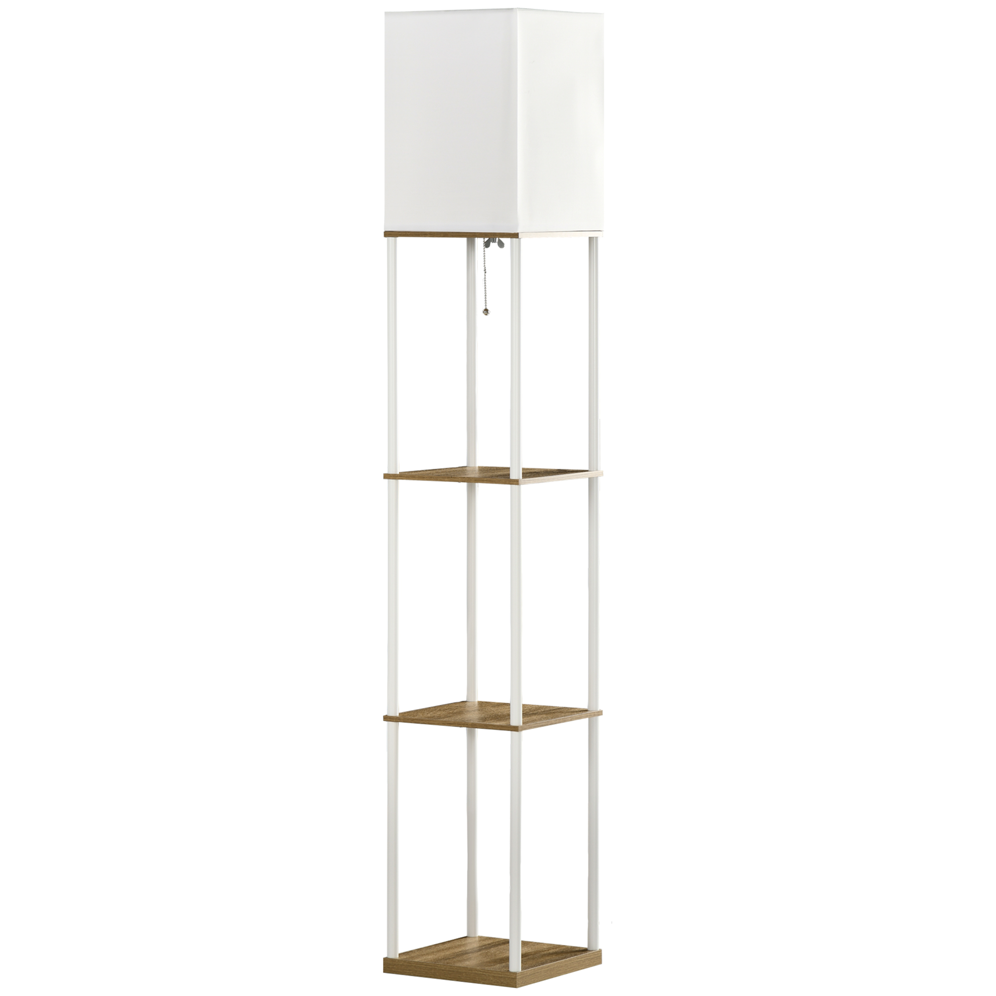 Põrandalamp ülespoole suunatud riiulitega metallraam kangast vari 26x26x159cm valge/pruun