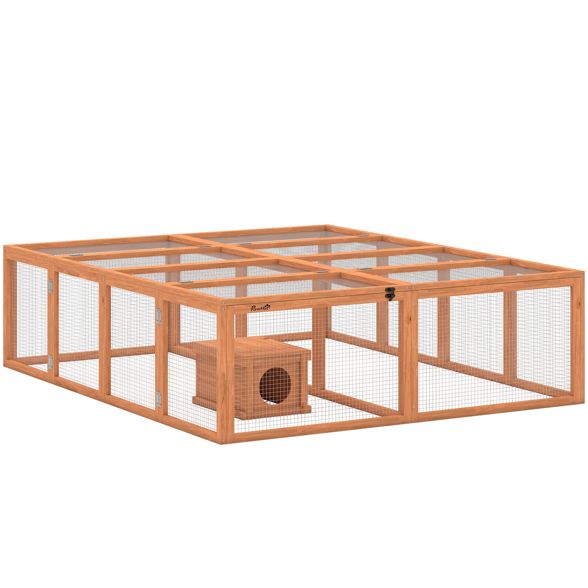 Puidust küülikupuur kahe uksega varjualune 2-4 kääbusküülikule 180 4 x 150 x 48 cm oranž