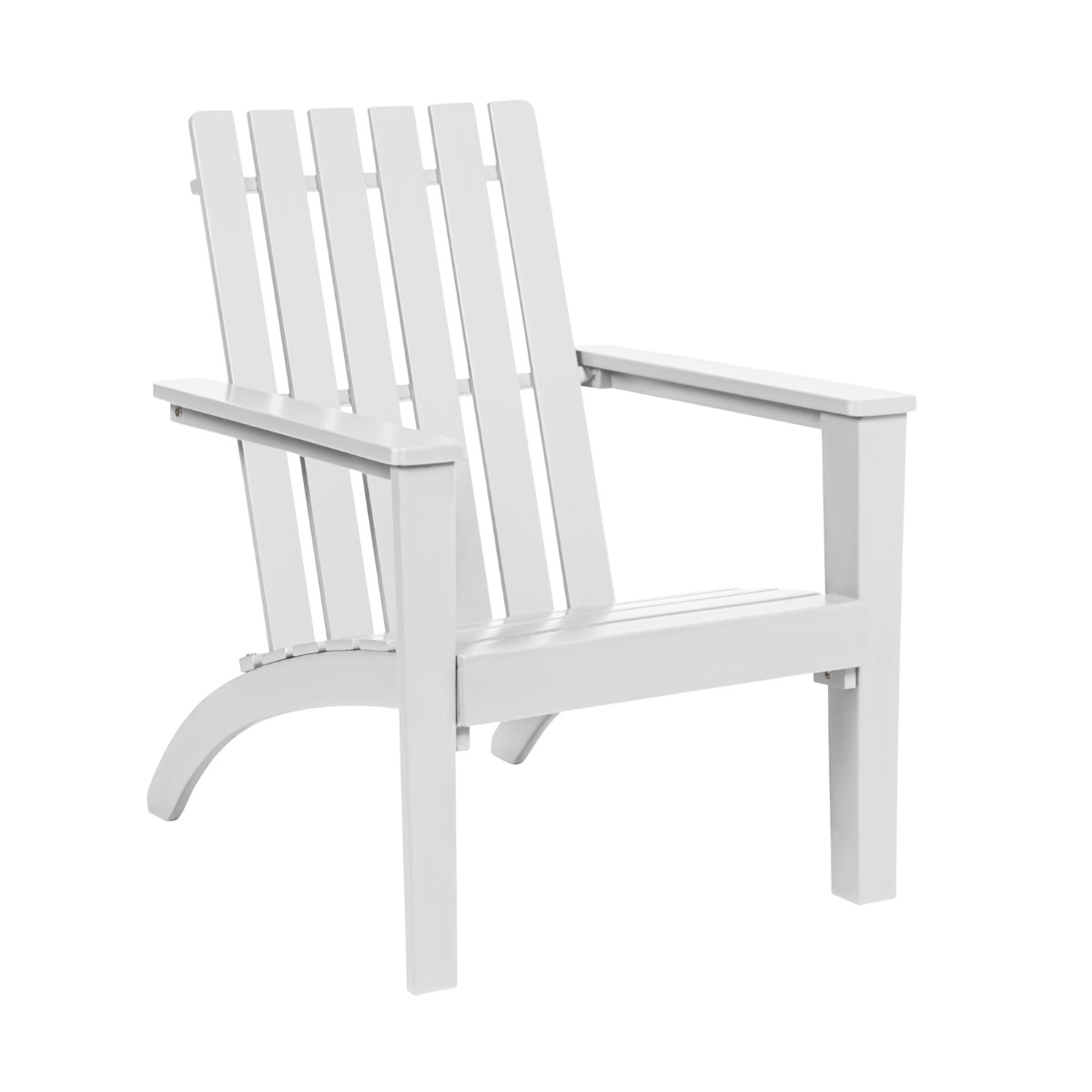 Akācijas koka Adirondack dārza krēsls, ergonomisks un ērts terases krēsls (kravnesība līdz 160 kg), balts