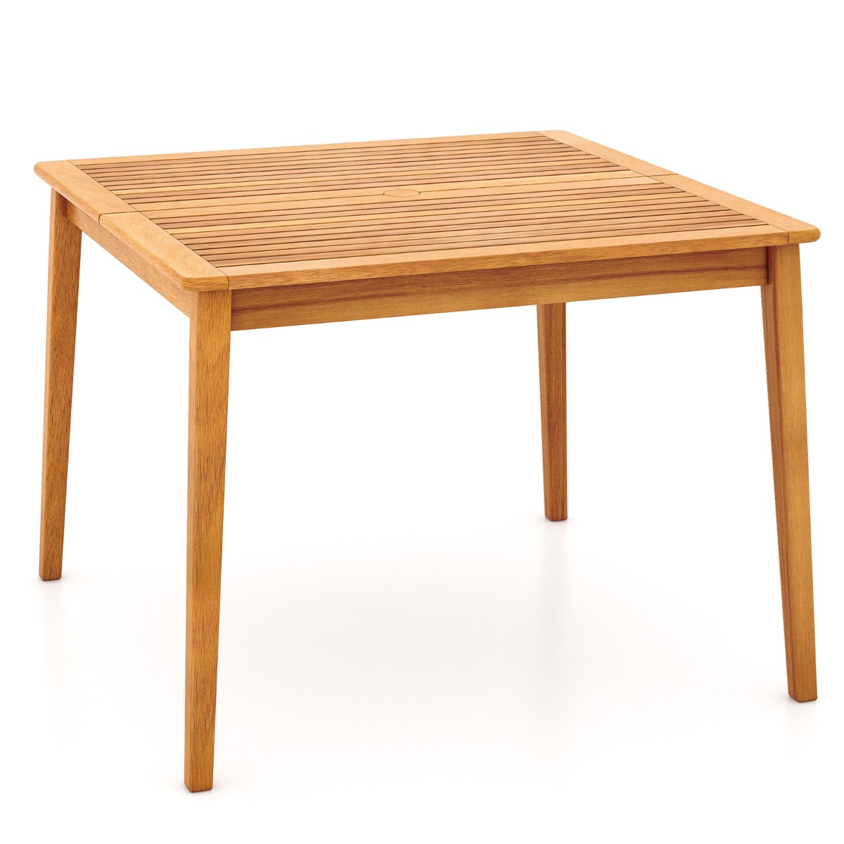 102 cm akācijas koka ēdamistabas kvadrātveida bistro galds ar 4,98 cm lietussarga atveri