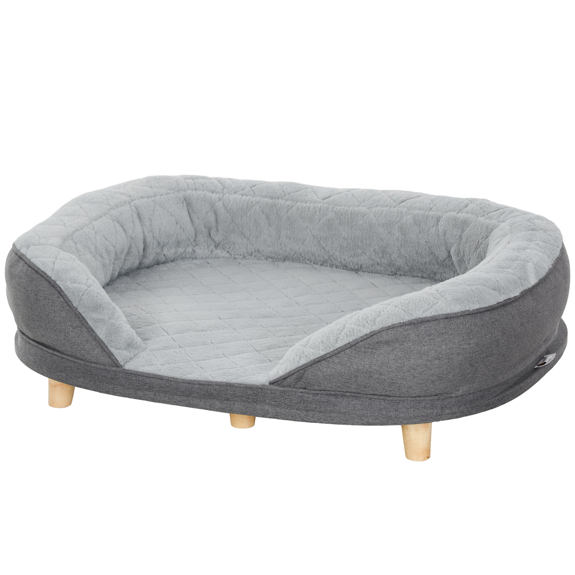 Suņu gulta suņiem līdz 25 kg, noņemams pārsegs, neslīdošas kājas, 90 x 78 x 25 cm, pelēka