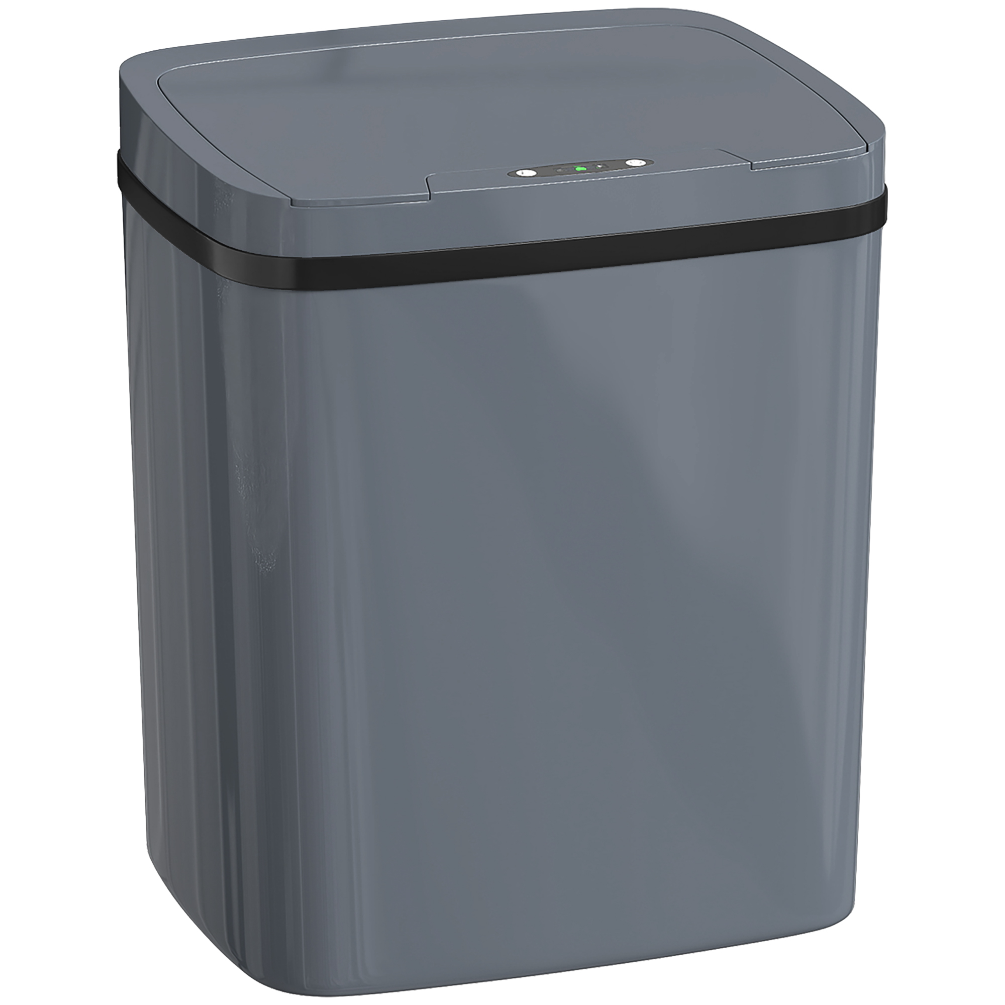 Ar sensoru aktivizēta 15 litru automātiskā atkritumu tvertne ar diviem atvēršanas režīmiem, birojam, virtuvei, 27,6 x 21,4 x 33,5 cm, pelēka
