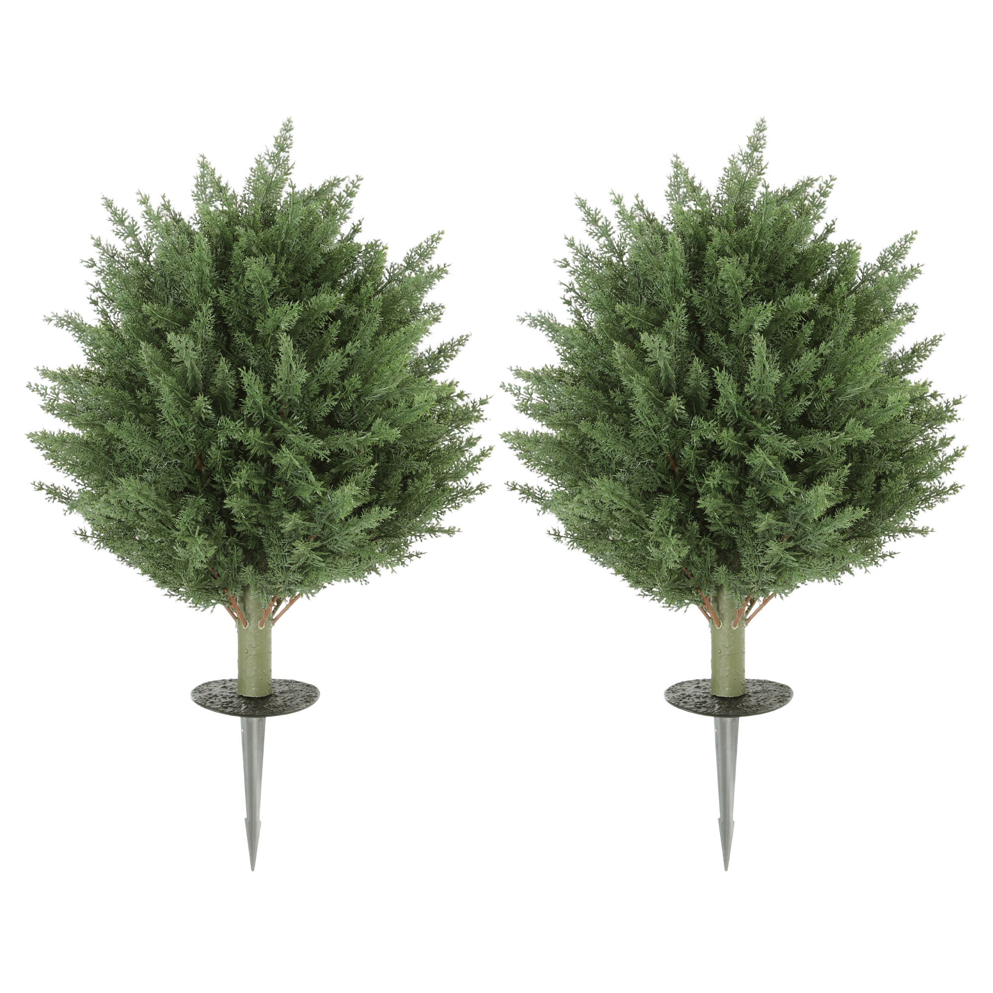 2 mākslīgo augu komplekts, UV staru izturīgs mākslīgais cipreses augs ar 387 lapām un zemes mietiņu, Ø40 x 60H cm, zaļš