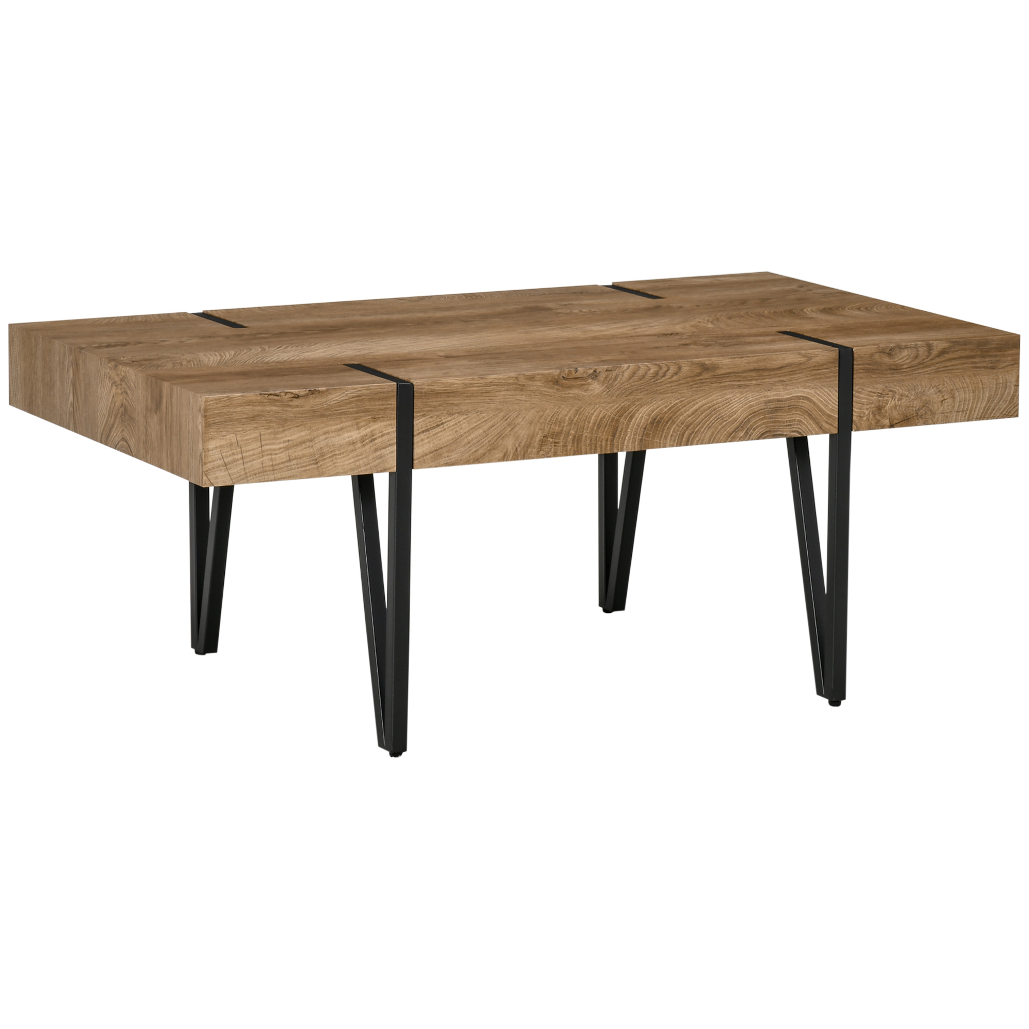 Industriāla stila kafijas galdiņš, 105 cm x 60 cm x 42 cm, melns + brūns