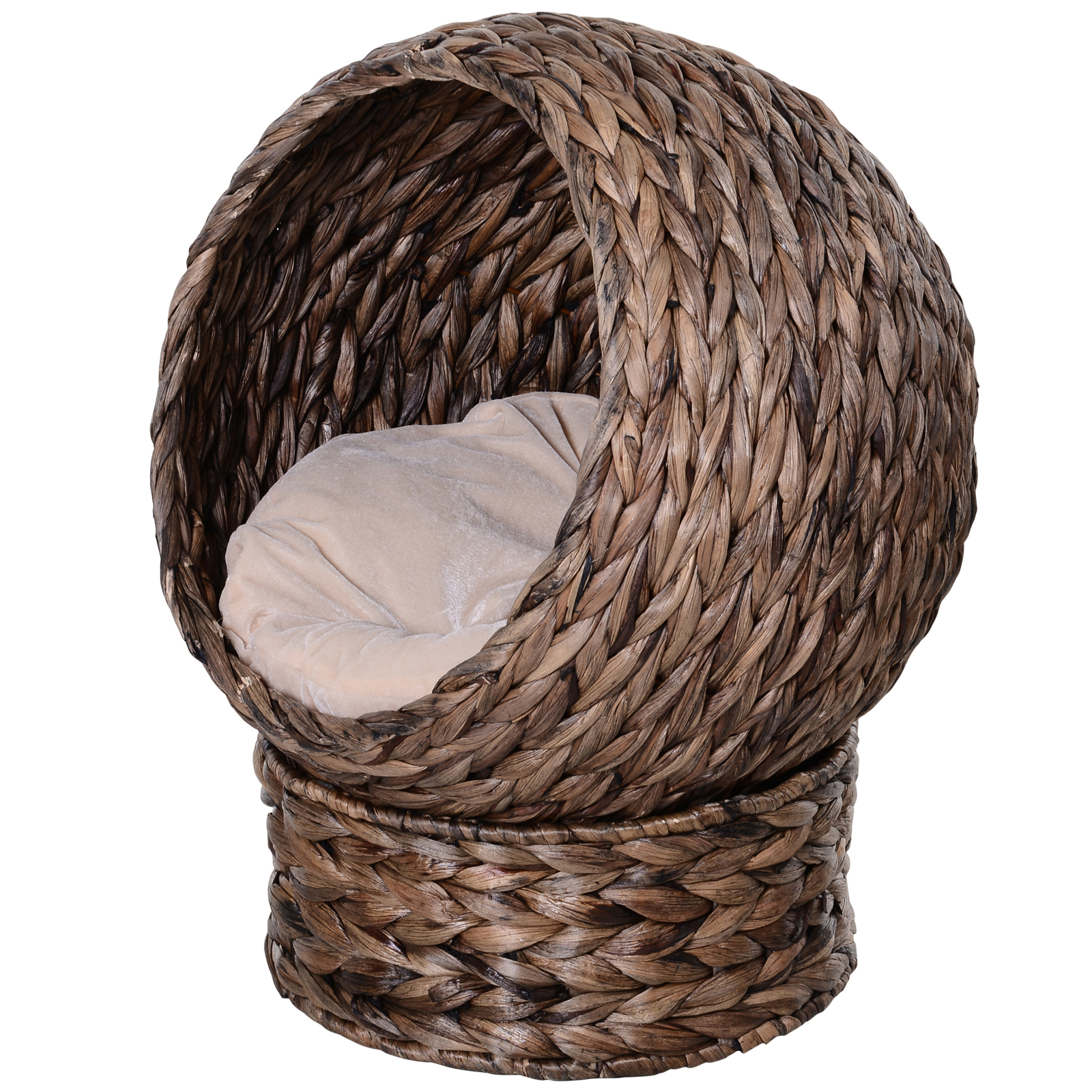 Vesihüatsindist kassikorv padjaga kassivoodi lemmikloomavoodi 50 cm x 42 cm x 60 cm pruun + beež