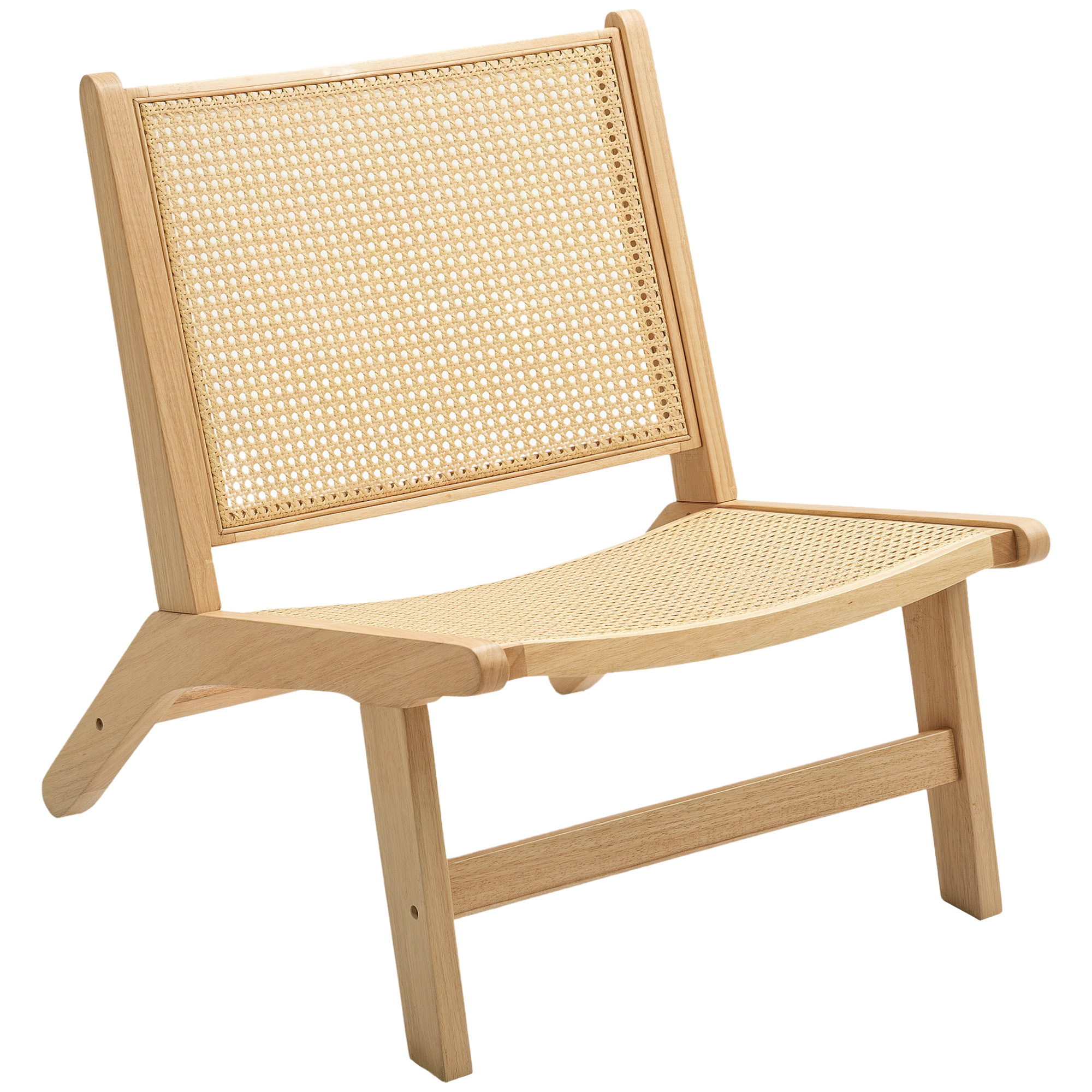 Rotangist tool lugemistool puitraam lai iste 64 x 70 x 74 cm naturaalne puit