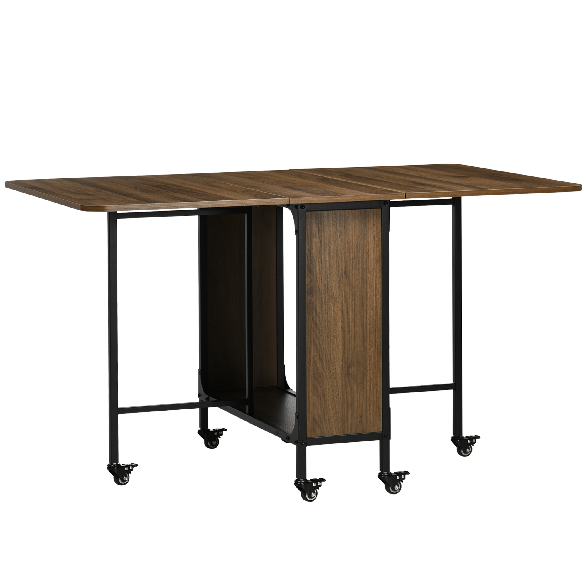 Mobilais saliekamais galds, 2 saliekamās virsmas, 130 cm x 80 cm x 74 cm, brūns