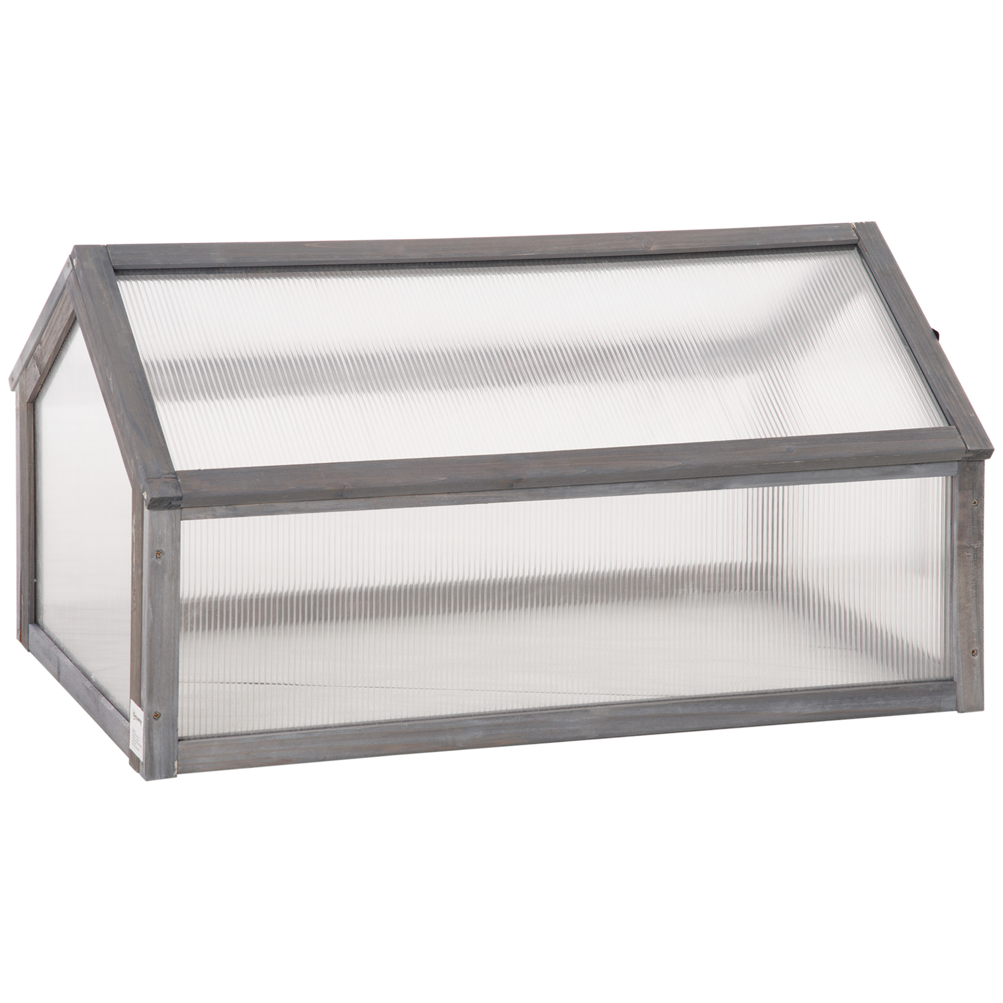 Mini siltumnīca, kompakta augu māja no koka, polikarbonāta paneļi, ventilācijas atvere, 90 x 52 x 49,5 cmugstums, pelēka