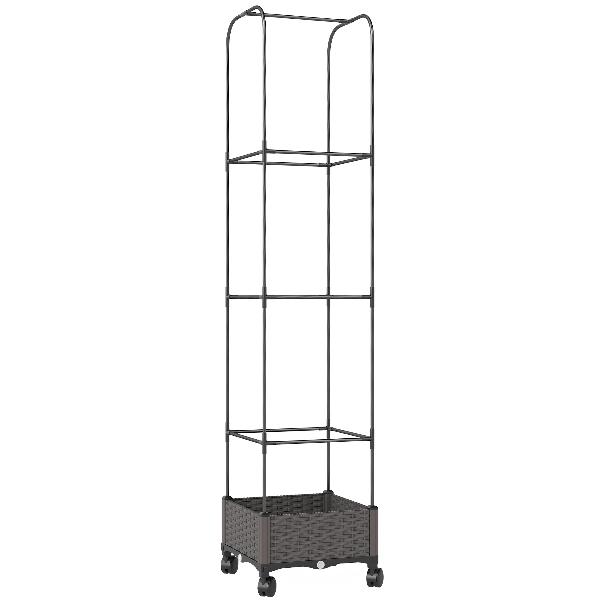 Kõrgpeenar võrega mobiilne lillekast ratastega drenaažiavaga istutuskast 40 x 40 x 185 cm
