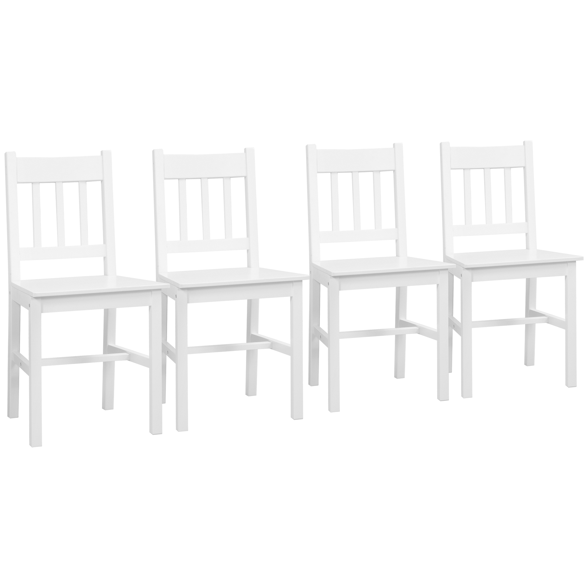 4 ēdamistabas krēslu komplekts, virtuves krēsli, masīvkoks, 41 cm x 46,5 cm x 85,5 cm, balts