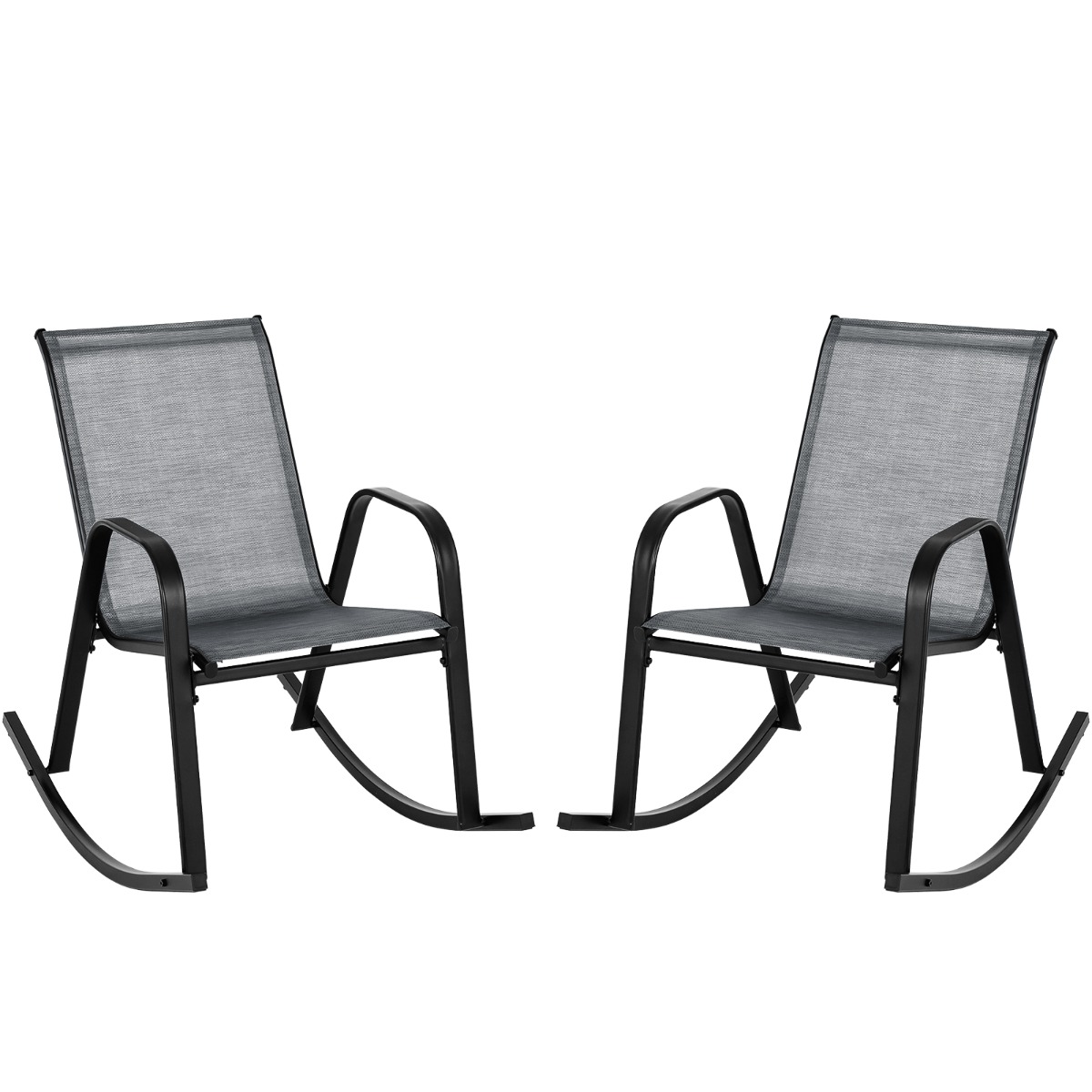 Hingava kangaga ergonoomilised kiiktoolid ja mugavad tugitoolid terrassile (2 tk komplekt), hall