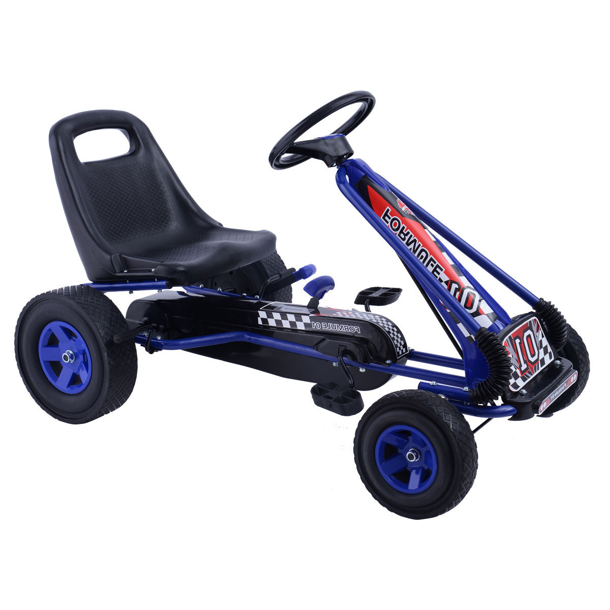 4 riteņi bērniem brauc ar pedāļu piedziņas velosipēdu, kartingu sacīkšu automašīnu, āra rotaļu rotaļlietu - zila