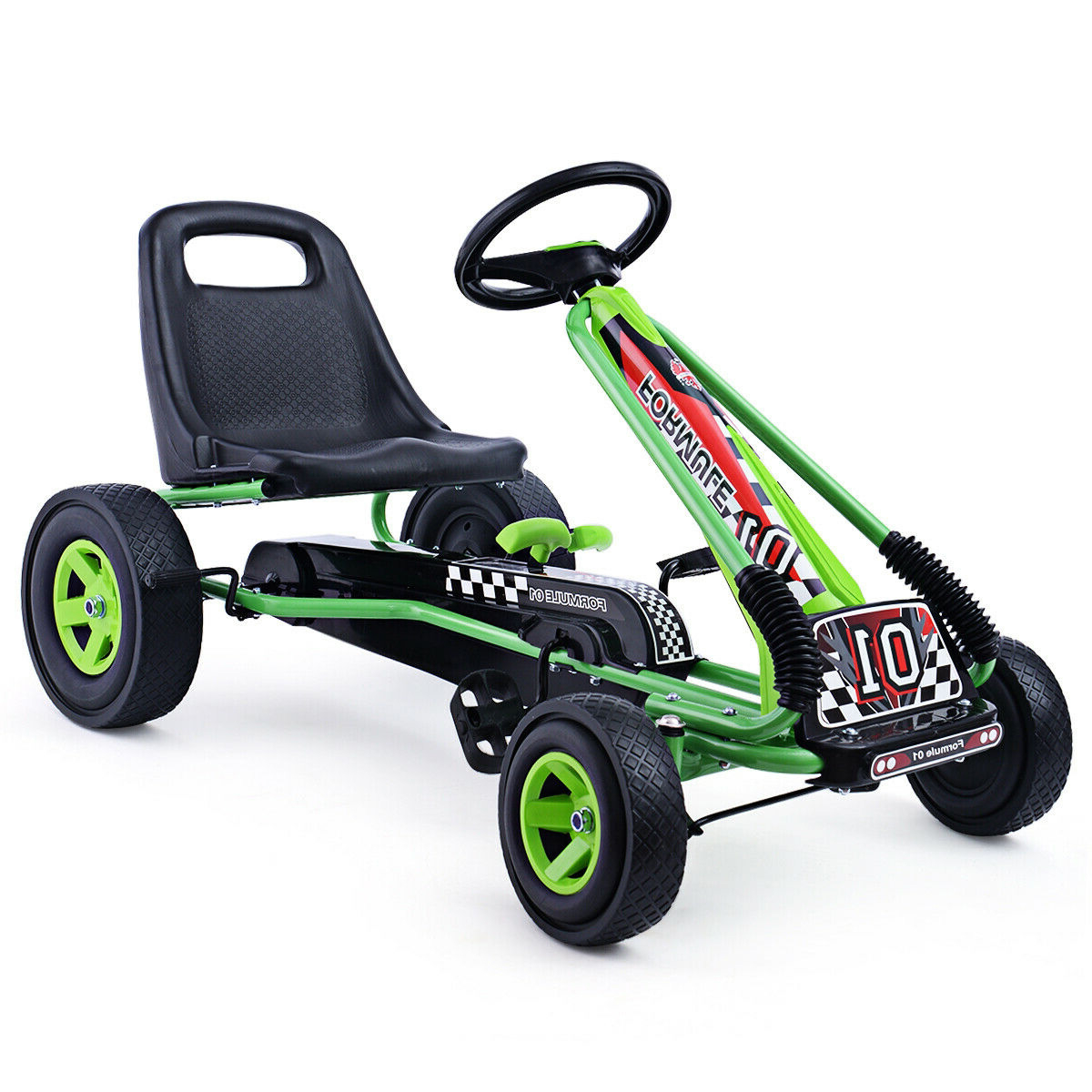 Laste pedaalidega gokart ja kergliikur-tretauto (98 x 59 x 61 cm), roheline/must