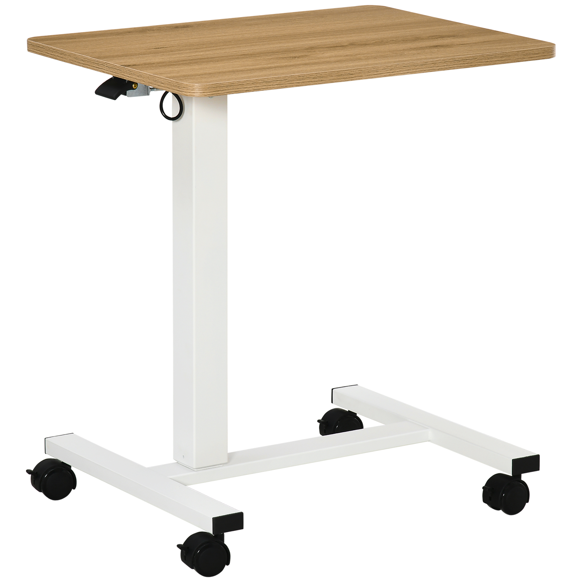 Augstumā regulējams rakstāmgalds, C formas, 65 cm x 48 cm x 70-110 cm, dabīgā + baltā krāsā