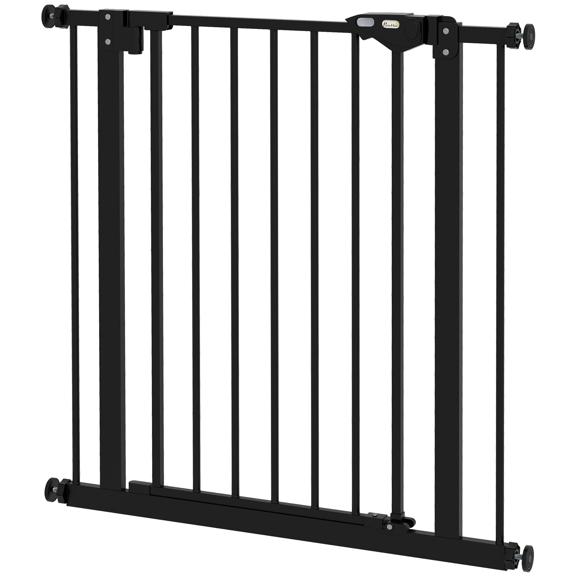 Suņu drošības vārti, barjeras vārti, mājdzīvnieku drošības vārti, metāla, plastmasas, 74-80 cm, melni