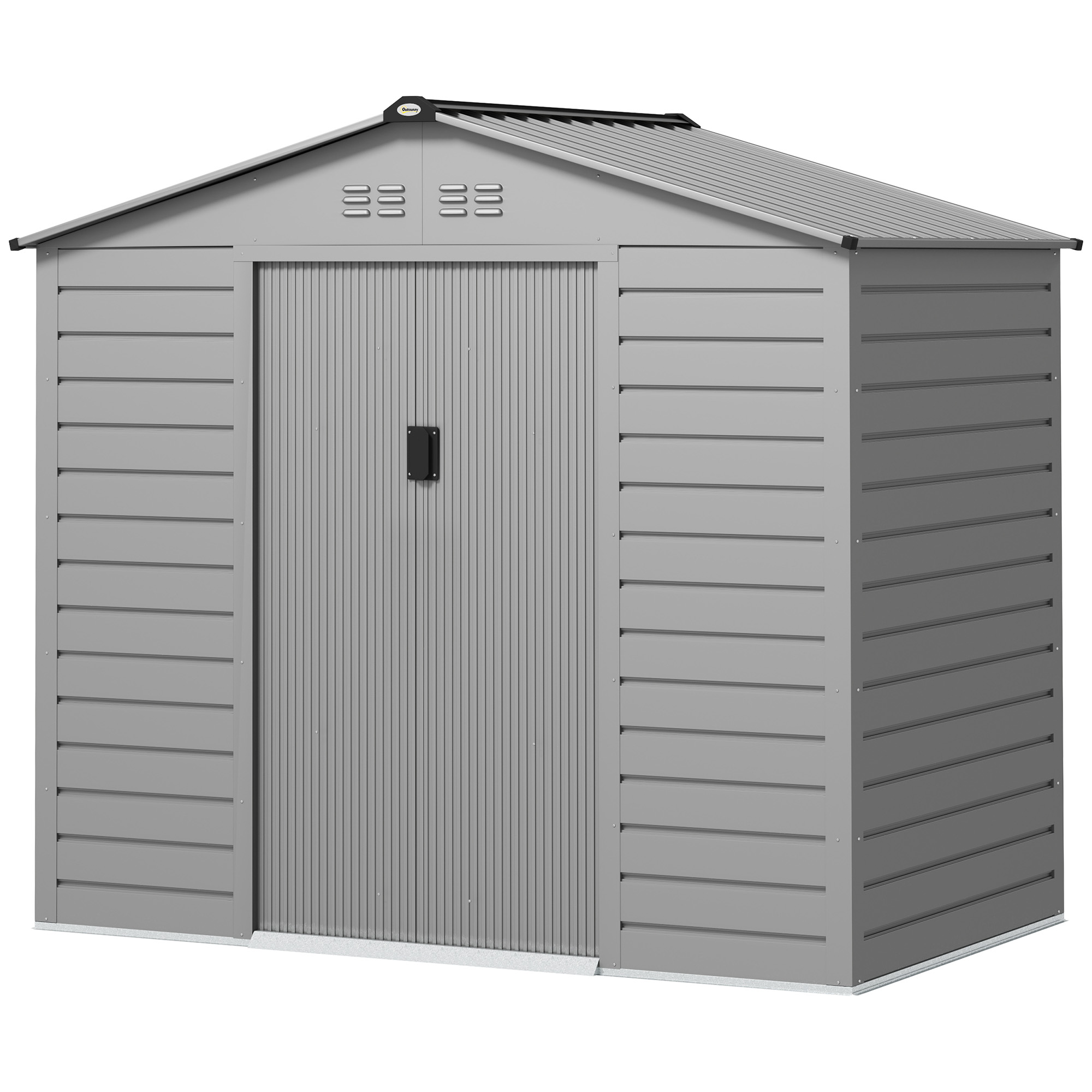 2,43 m² dārza šķūnis, 213 x 131 x 192 cm, instrumentu šķūnis ar slīpu jumtu, slēdzamas bīdāmās durvis, laikapstākļiem izturīga, pelēka