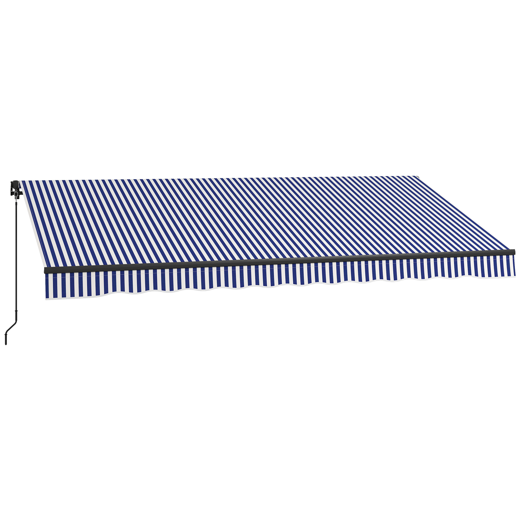 Päikesevarikatus terrassi varikatus käsivändaga ilmastikukindel 396 cm x 300 cm sinine + valge