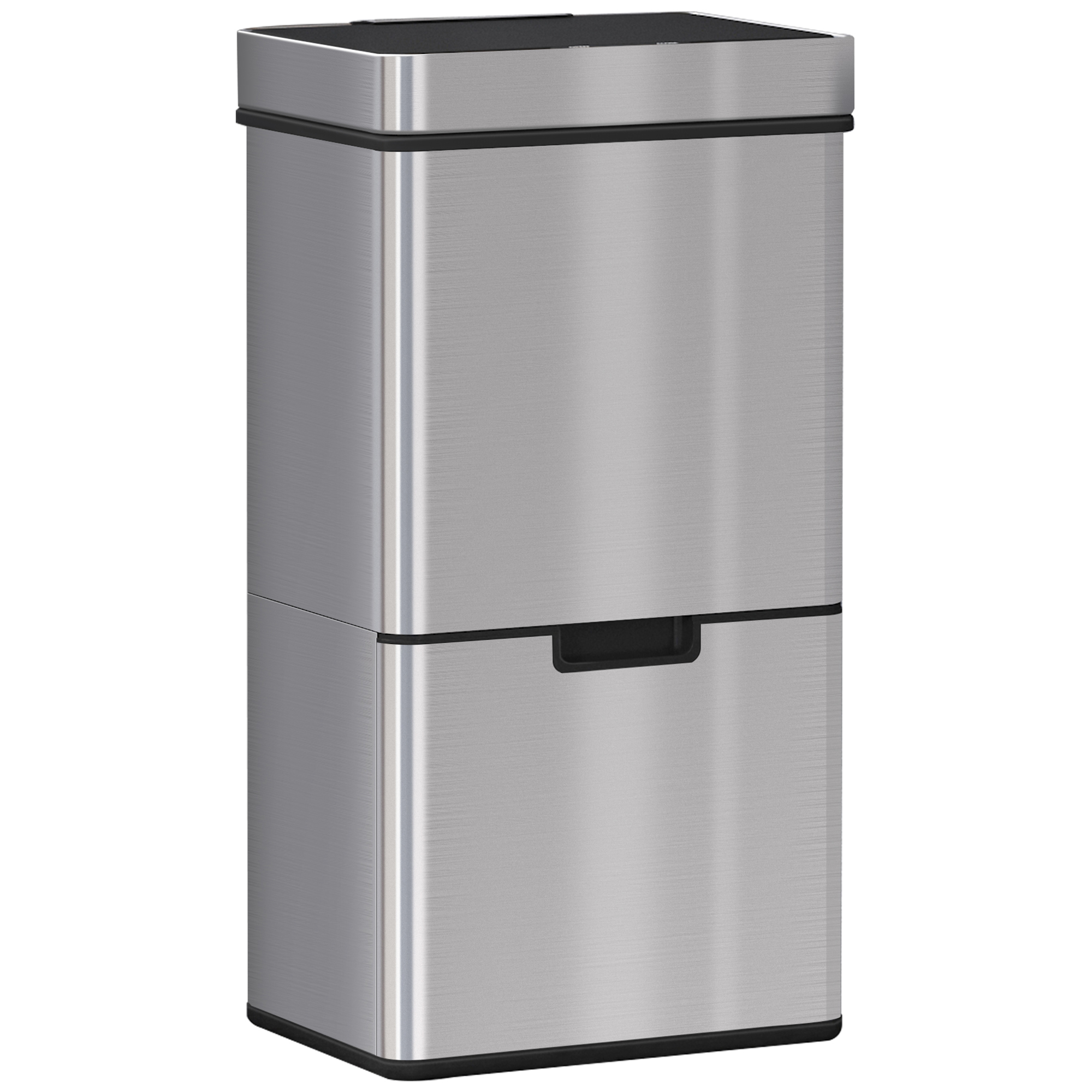 47L atkritumu tvertne ar sensoru + 2 x 12,5L automātiskās atkritumu tvertnes ar kustības sensoru, ūdensizturīga nerūsējošā tērauda atkritumu šķirošanas sistēma virtuvei, sudraba krāsā