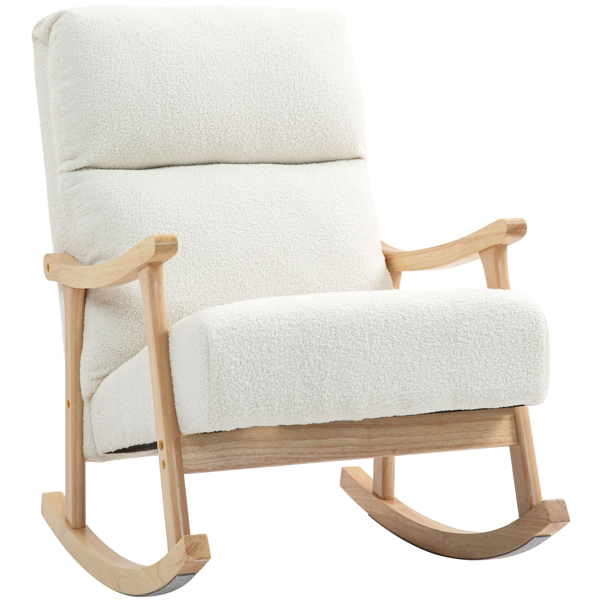 Šūpuļkrēsls, samta auduma pārvalks, ergonomiska atzveltne, 120 kg kravnesība, 65 x 90 x 98 cm, krēmbalts