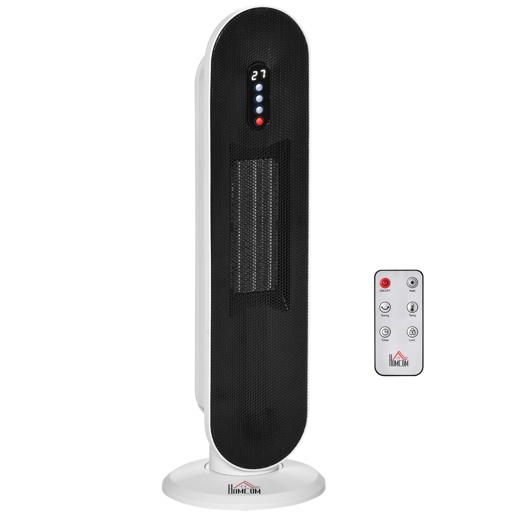Ventilatora sildītājs ar 24 stundu taimeri, 2000 W, 2 svārstību režīmi, metāla, balts + melns