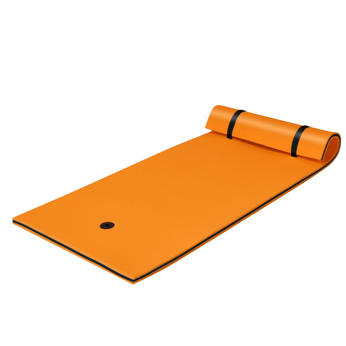 Ujuv veematt veemadrats ja ujuvsaar (220x90x4 cm) oranž ja must