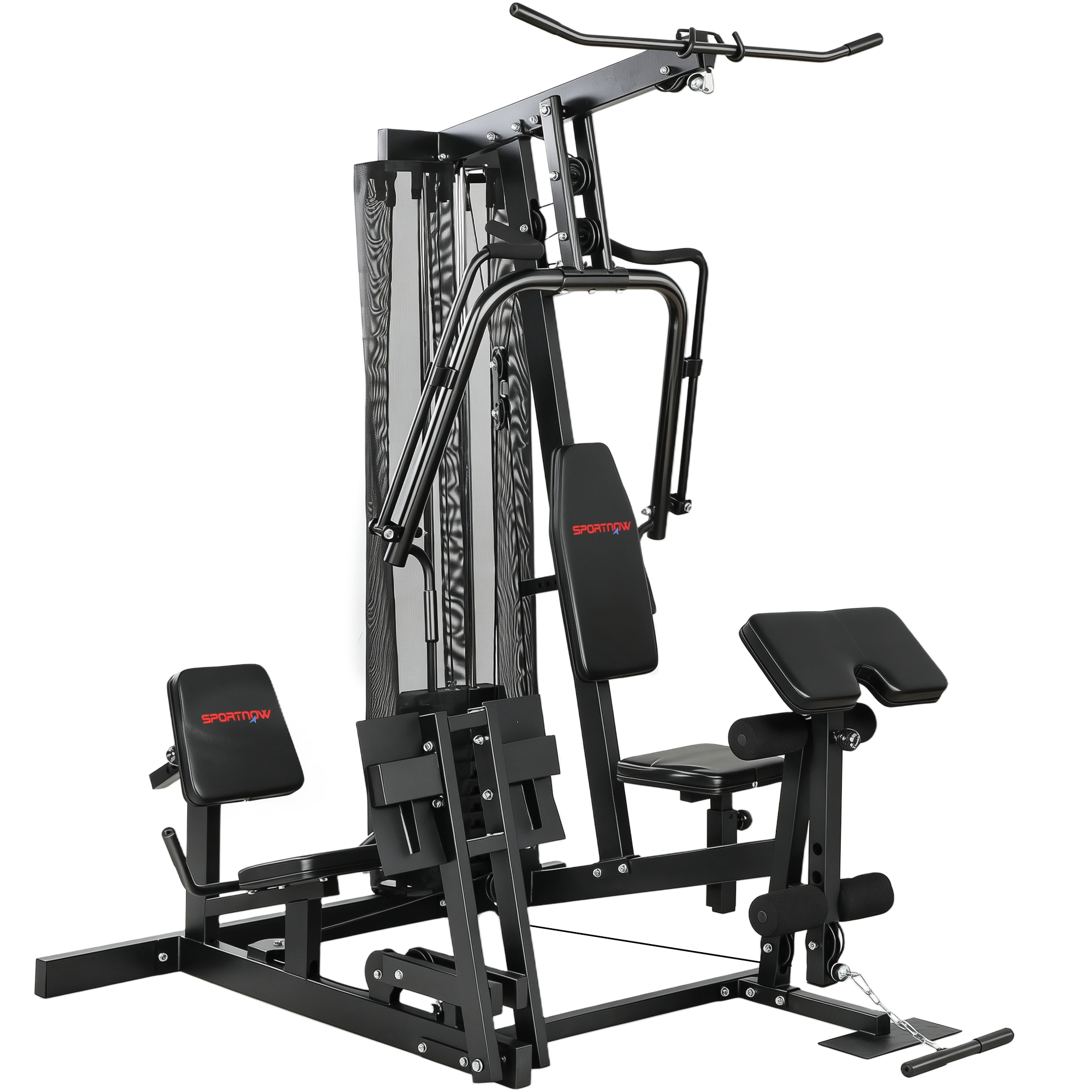 Jūtības trenažieris ar pievilkšanās stieni (lat pulldown), tauriņa stieni (butterfly bar), 65 kg svariem, virvēm līdz 120 kg