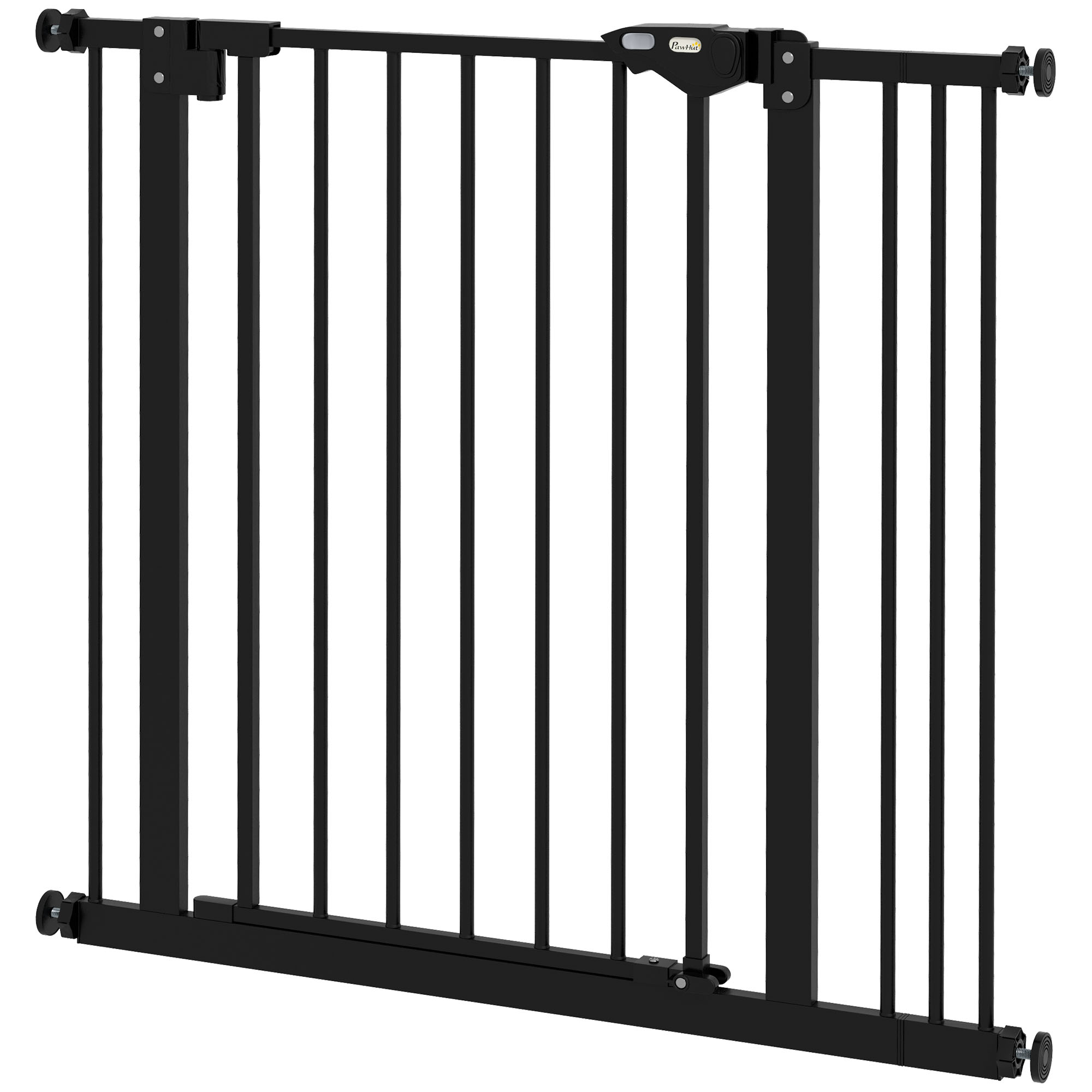 Suņu drošības vārti, barjeras vārti, mājdzīvnieku drošības vārti, metāla, plastmasas, 74-87 cm, melni