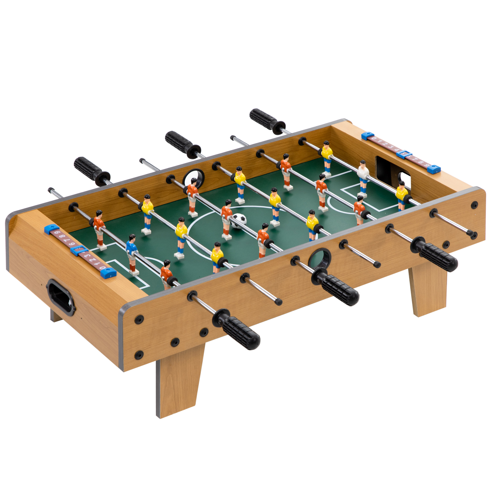 Galda futbola komplekts, galda futbola galds, kompakta koka konstrukcija, 2 bumbiņas, rezultātu tablo, brūns