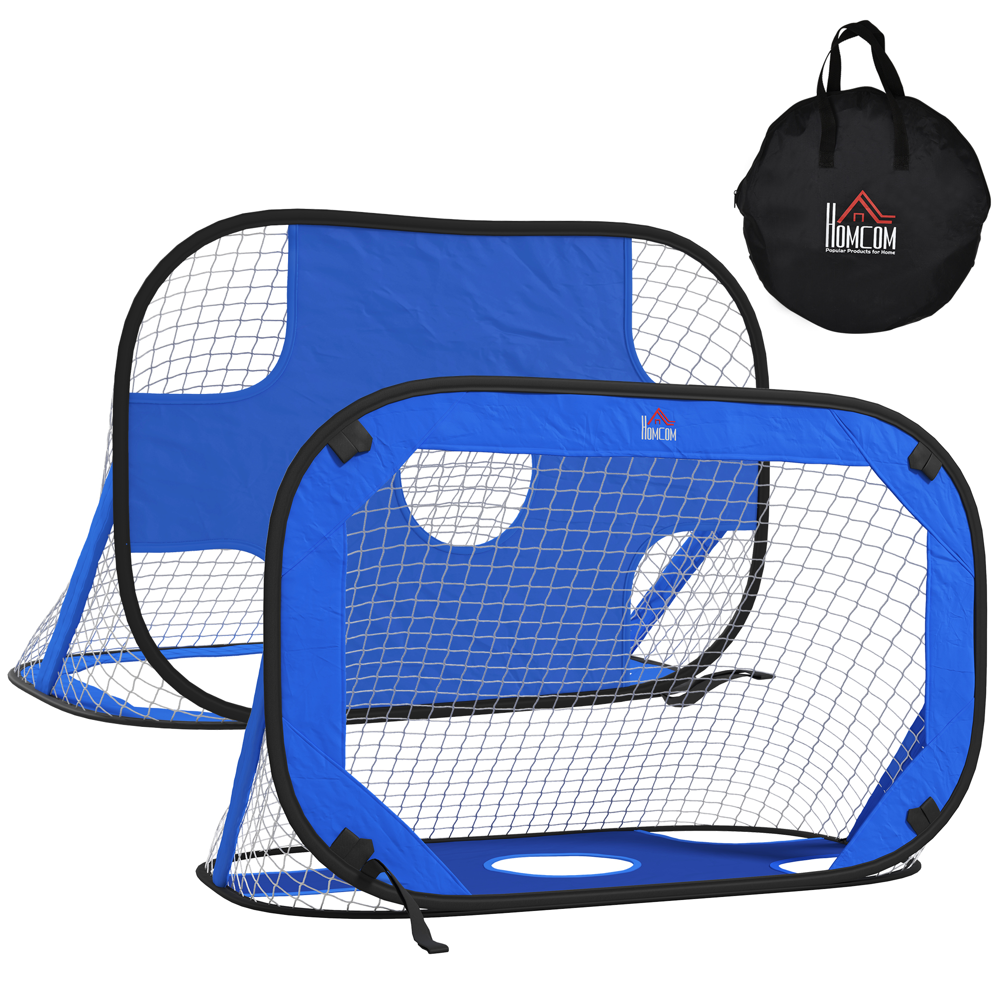 Futbola vārti, izbīdāmi vārti, pārnēsājams futbola tīkls, 2 mini vārtu komplekts, mobili ar pārnēsāšanas somu, salokāmi, zili, 123 x 80 x 80 cm