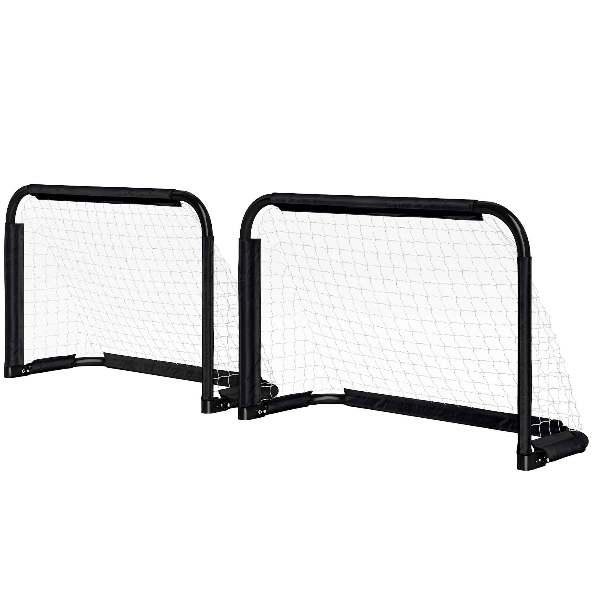 Futbola vārtu komplekts, 2 salokāmi mini vārti, metāla rāmis, ieskaitot instrumentus, 90 x 36 x 60 cm, melni