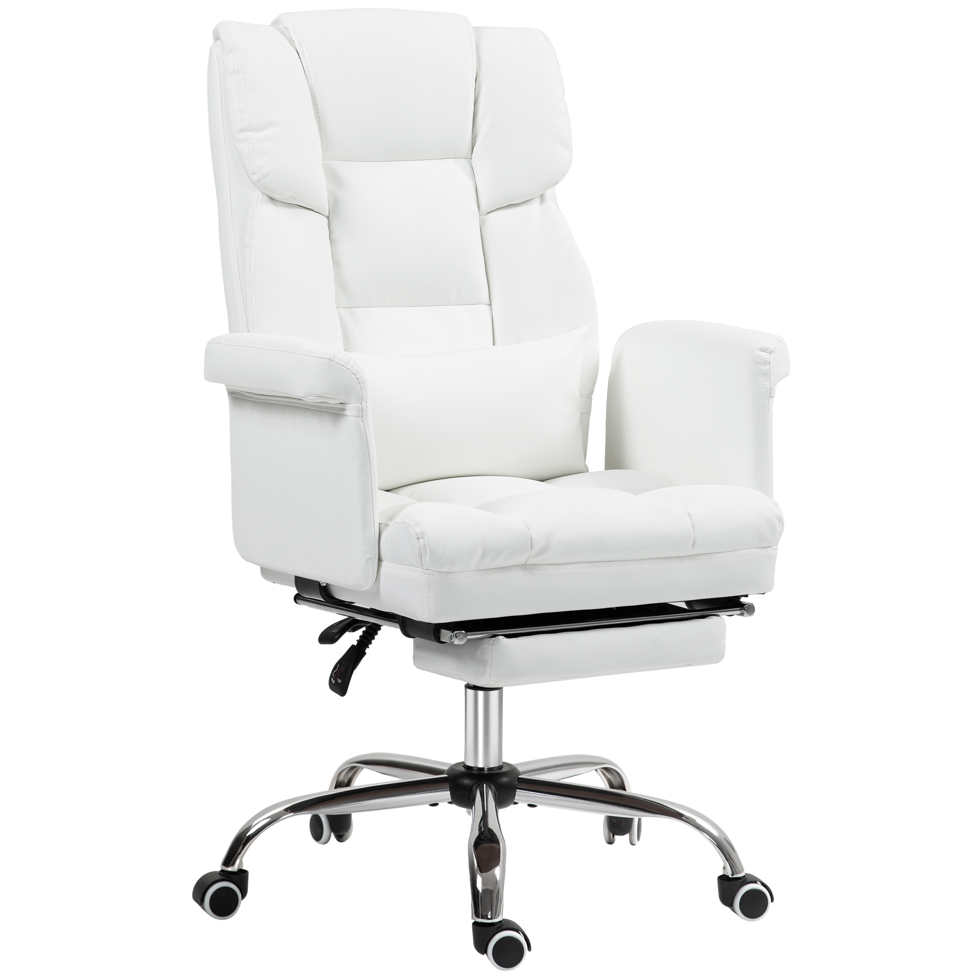 Ergonomisks biroja krēsls, regulējams augstums 48-56 cm, atgāžama atzveltne, kāju balsts, balts