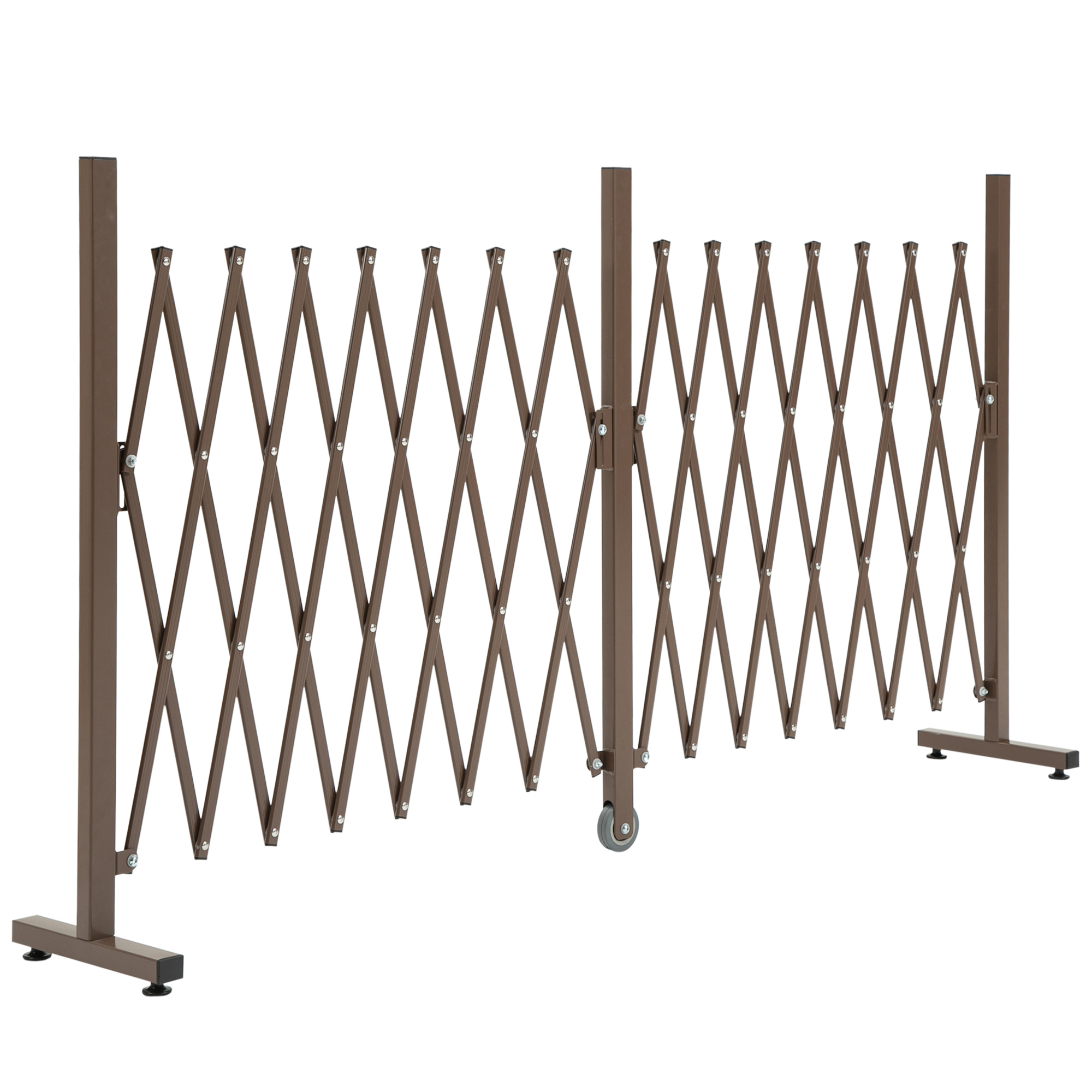 Izvelkami šķērveida vārti/barjera, 52-405 cm, dārzam, alumīnija, brūni, augstums 103,5 cm