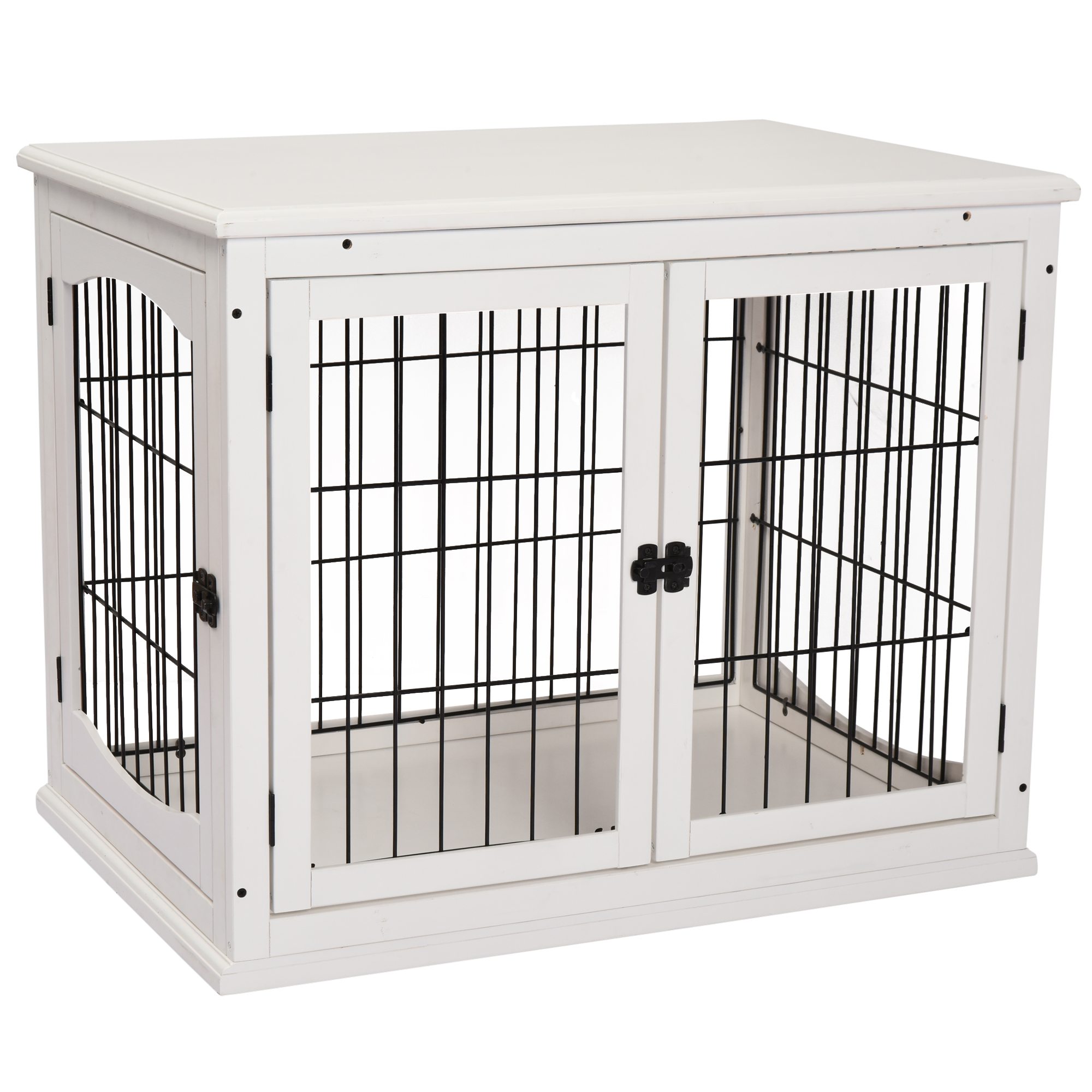 Suņu transportēšanas kaste 58,5 cm x 81 cm x 66 cm, durvis, MDF koks, dzelzs, 58,5 cm x 81 cm x 66 cm, balta