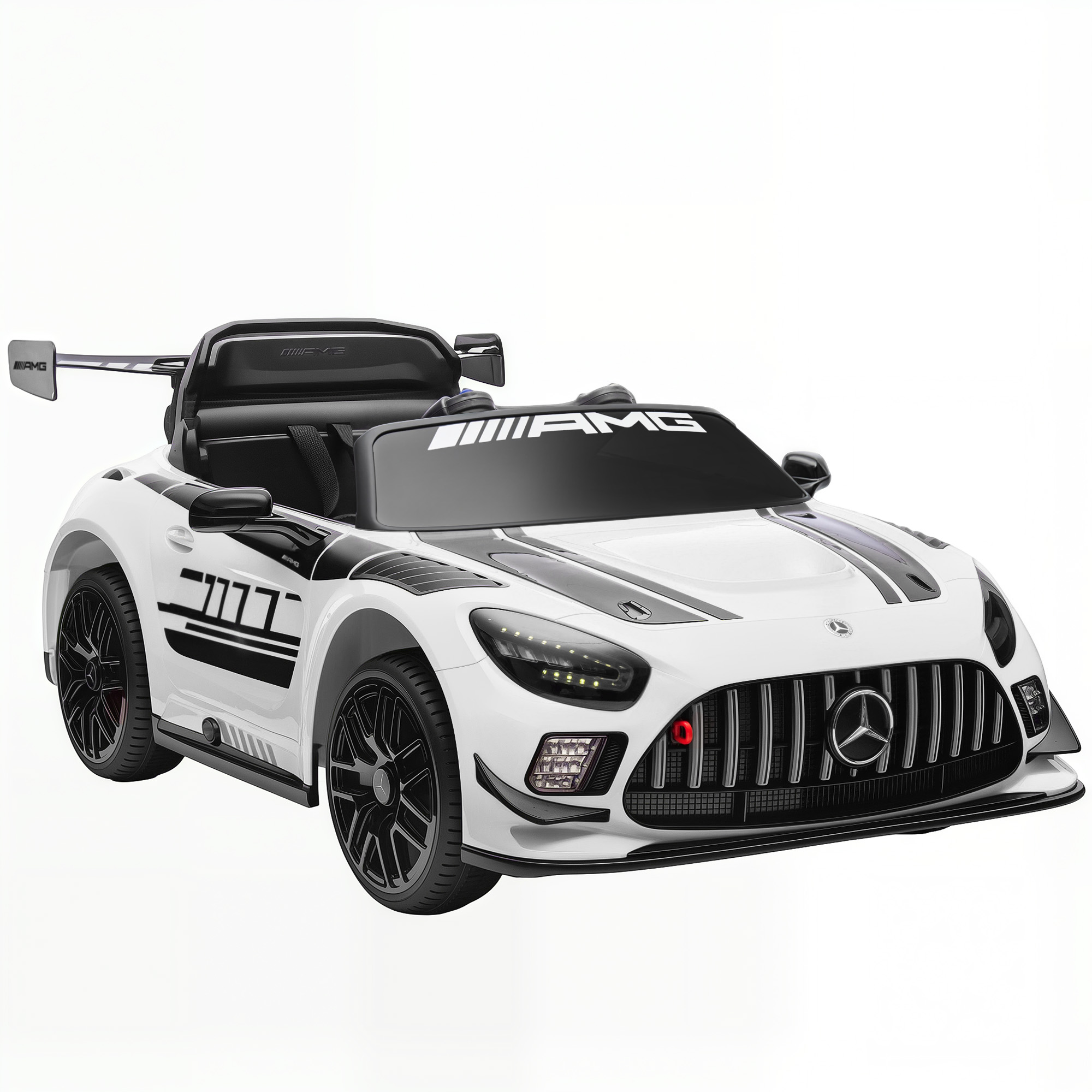 Mercedes elektriauto lastele mõeldud pealeistutav auto 12V aku LED-tuled muusikafunktsioon signaal 3-8 aastat valge