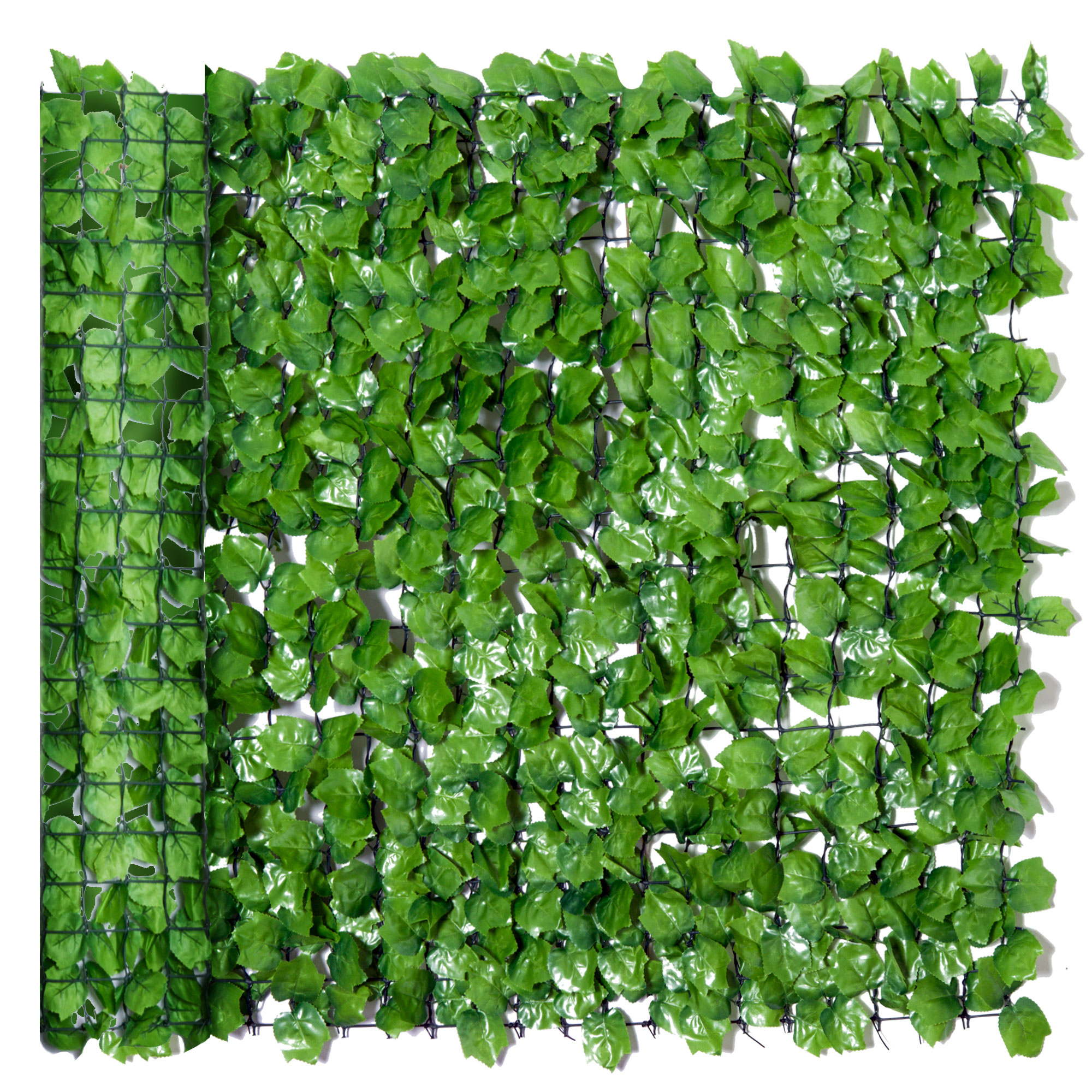 Mākslīgais dzīvžoga aizslietnis privātuma nodrošināšanai, UV aizsargāts, aizslietnis ar lapām, dzīvžoga žogs, 300 x 100 cm, zaļš
