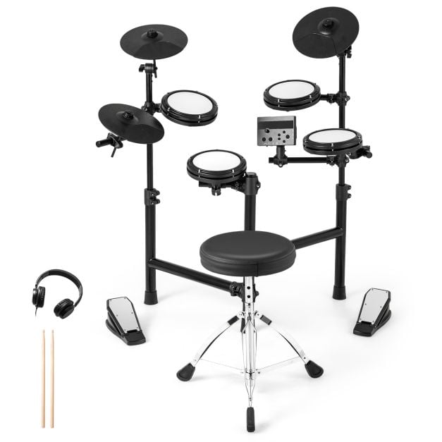 Elektriskais bungu komplekts Salokāms bungu komplekts ar 10 demo ierakstiem, USB MIDI un 2 bungu vālītēm