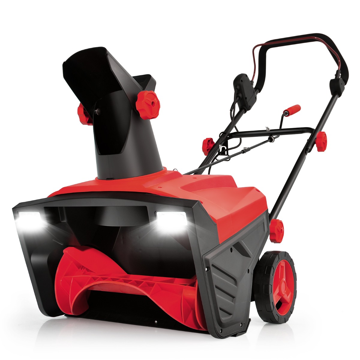 Elektriskais sniega pūtējs ar LED gaismām 15 gadu motors 50 cm darba platums 25 cm darba augstums sarkans melns