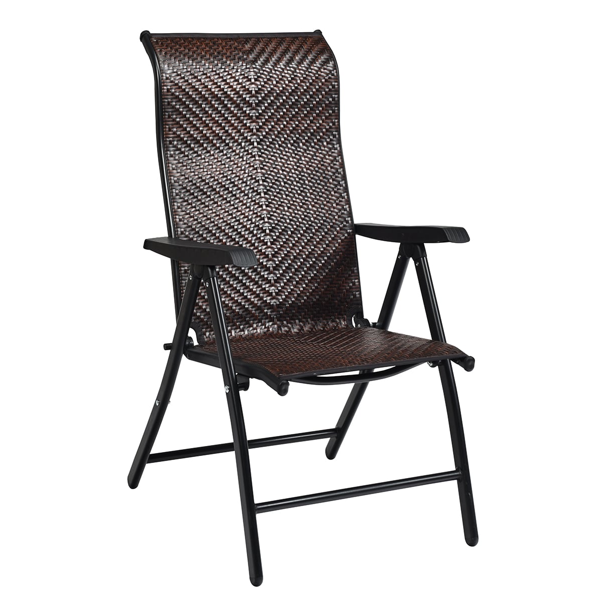 Viie astmeni reguleeritava seljatoega kokkupandav polürangist aiatool ja mugav terrassitool (69 x 58 x 85–112 cm) pruun
