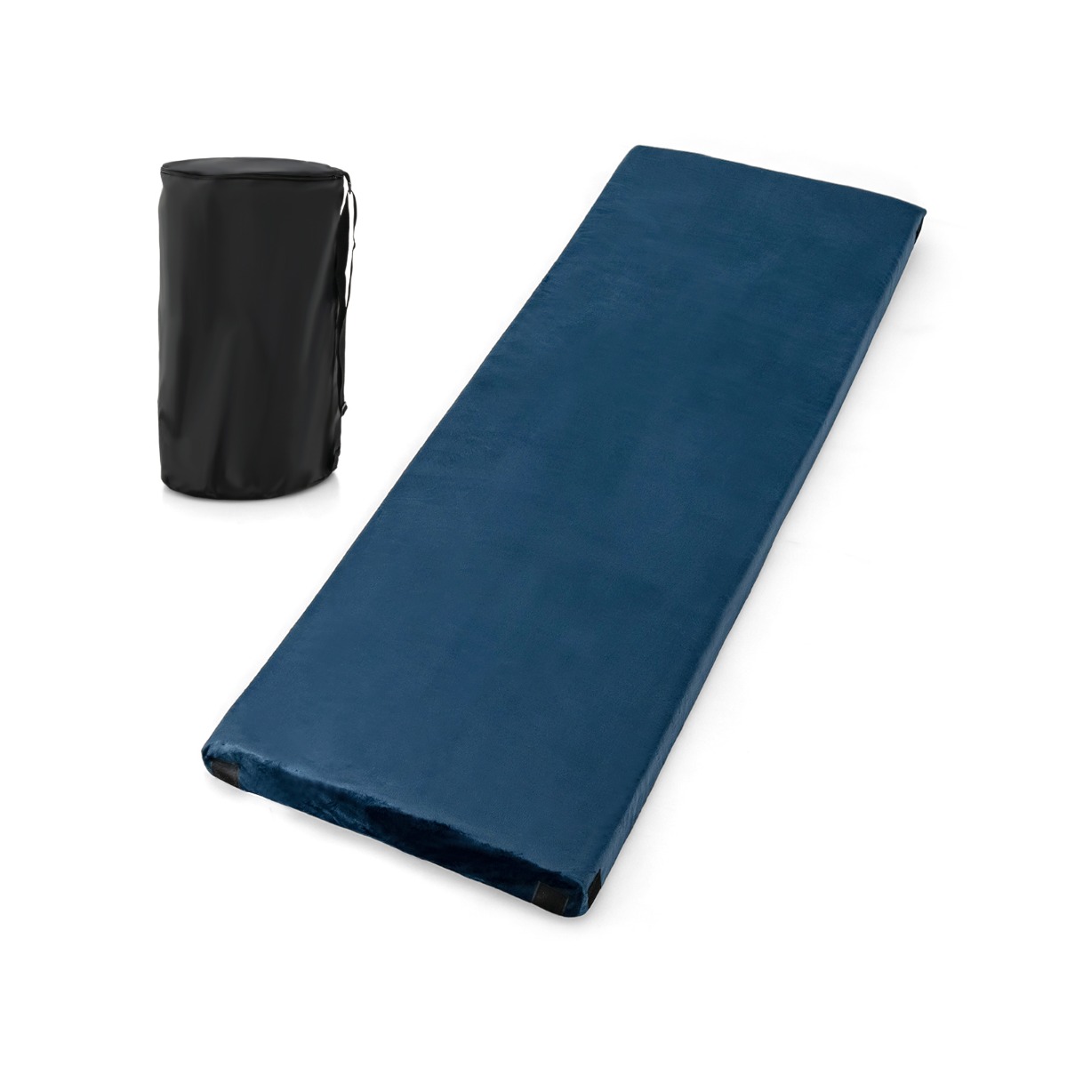 Mäluvahust (Memory Foam) matkamadrats ja mugav kokkurullitav telkimismadrats (183x62 5x6 5 cm) sinine