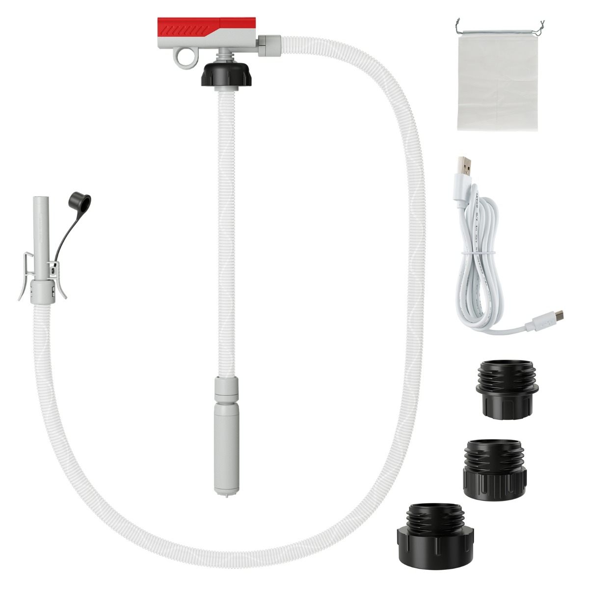 Degvielas pārsūknēšanas sūknis ar automātisko apturēšanu, ar USB/akumulatoru darbināms degvielas sūknis un ātra plūsma 14 l/min sarkans un balts