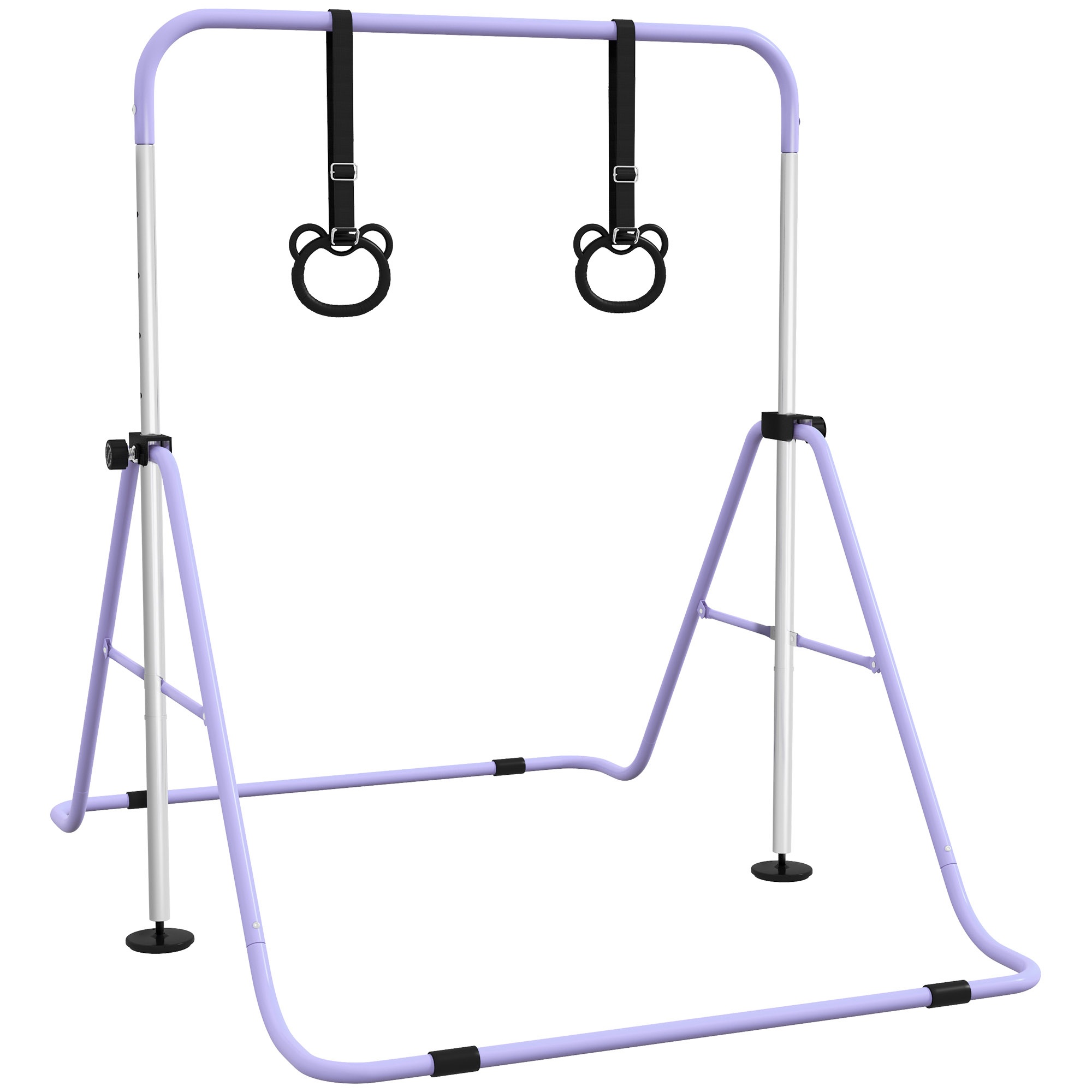 Bērnu līdztekas ar riņķiem, regulējams augstums, saliekamas, neslīdošas, tērauda rāmis, 148x105x88-128 cm, rozā