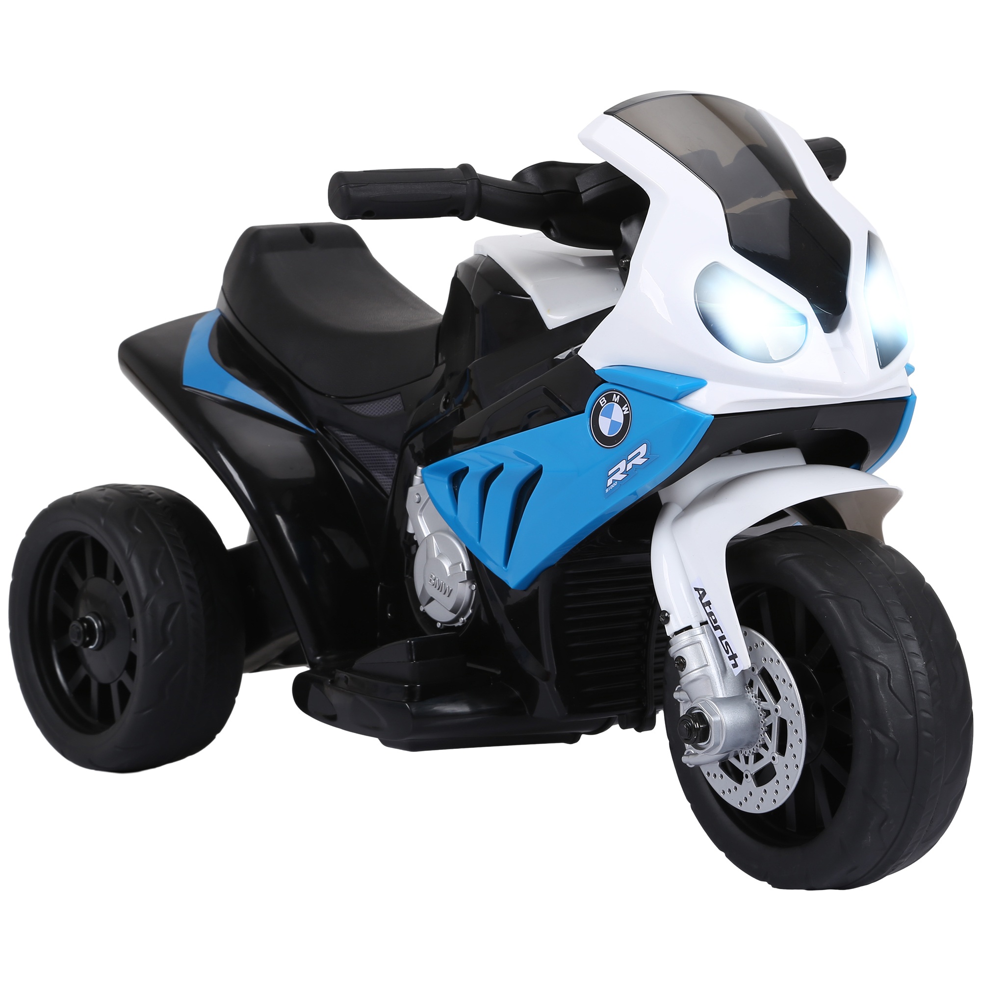 Elektriskais motocikls bērniem BMW S1000RR 6V elektriskais motocikls ar priekšējiem lukturiem un mūziku, 2,5 km/h, bērniem no 18 līdz 36 mēnešiem, zils