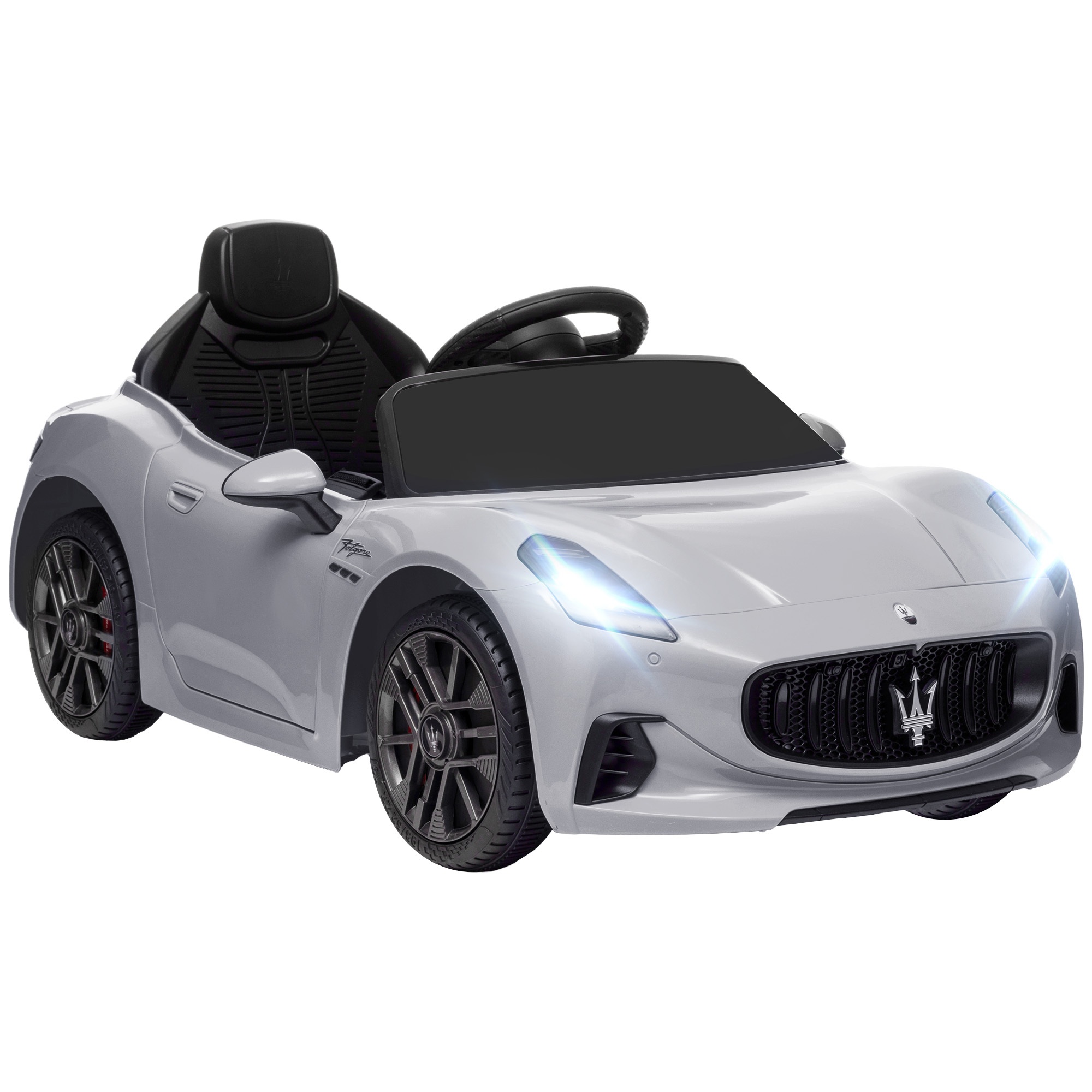12 V bērnu elektroauto, braucams ar LED gaismām, mūziku, skaņas signālu, bērniem no 3 līdz 5 gadu vecumam, pelēks