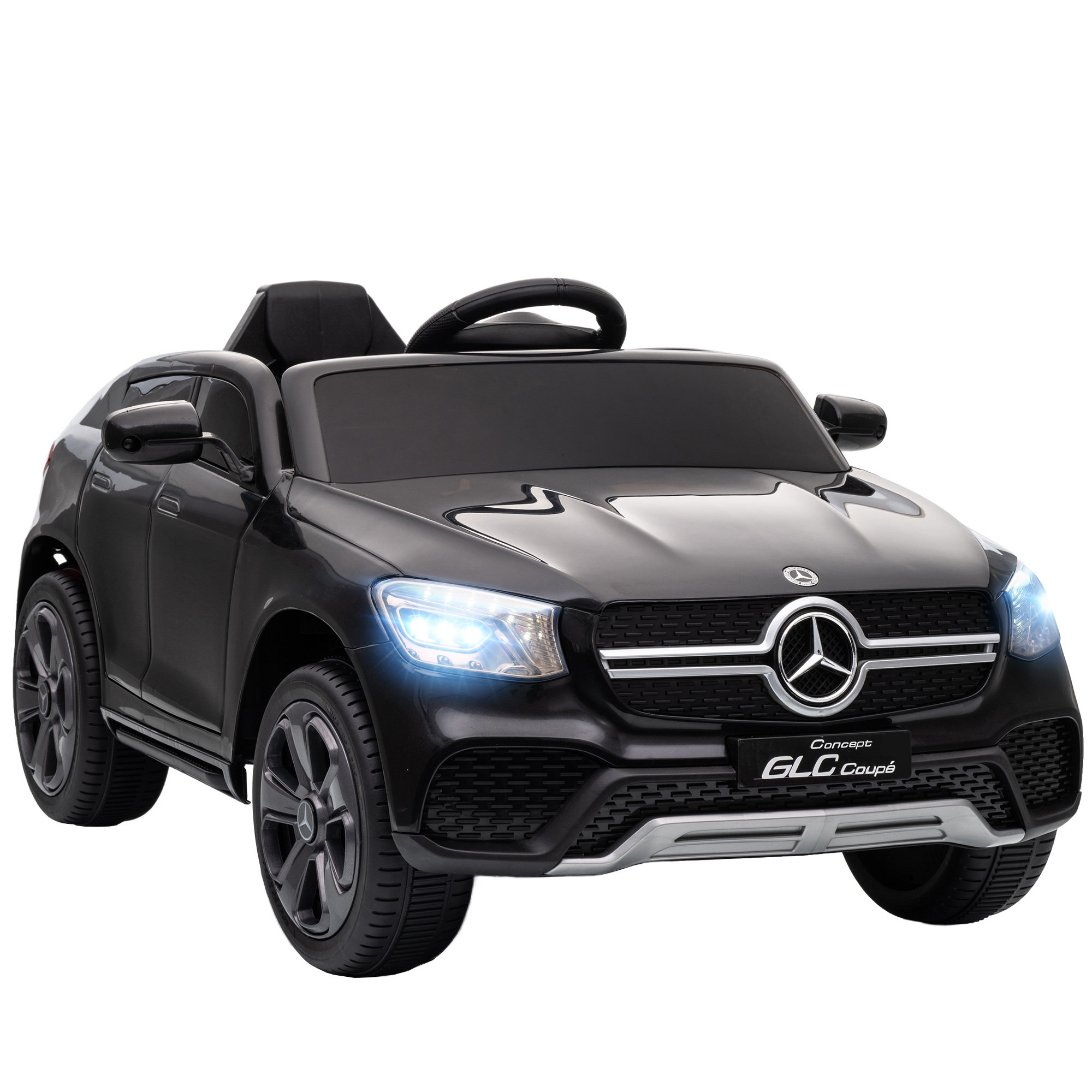 Elektroauto bērniem, 12V bērnu automašīna ar tālvadības pulti, LED gaismas, mūzika, 3 ātrumi, 3-6 gadi, melna