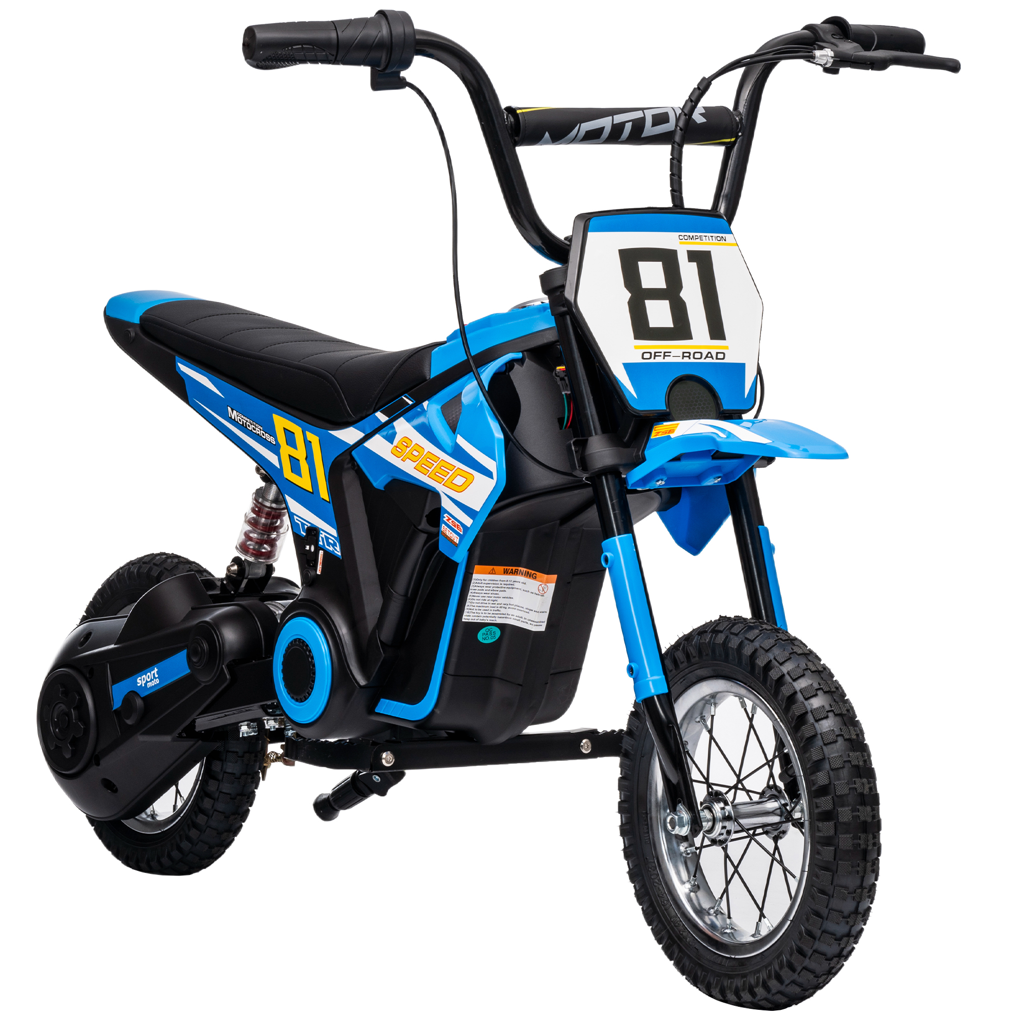 Elektriskais motocikls bērniem, 24 V bērnu motokross ar 250 W motoru, 7 Ah akumulatoru, aizmugurējo piekari, disku bremzi, 16 km/h, 8–12 gadi