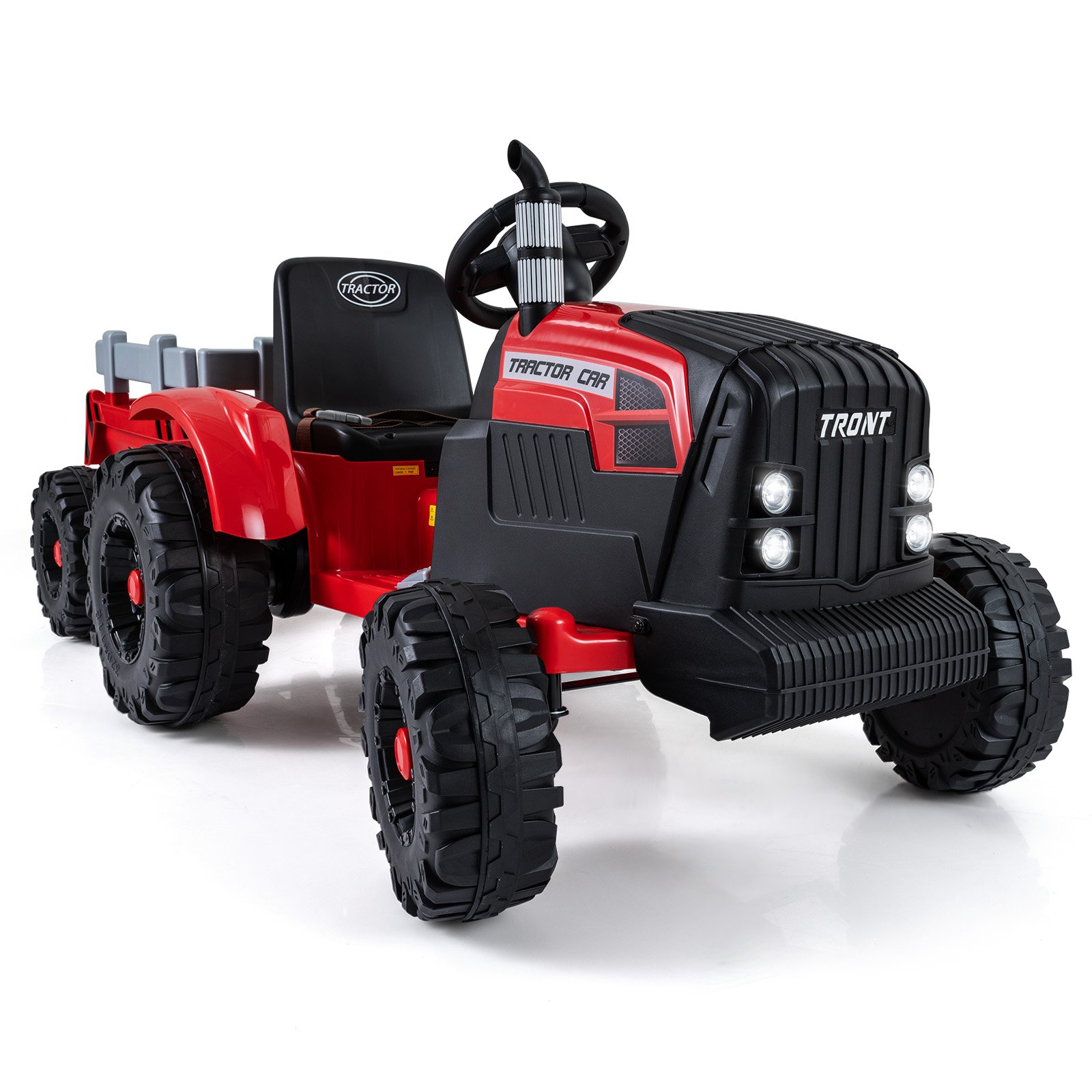 24 V bērnu elektriskais traktors ar piekabi, elektriskais transportlīdzeklis ar noņemamu piekabi, tālvadības pults, sarkans